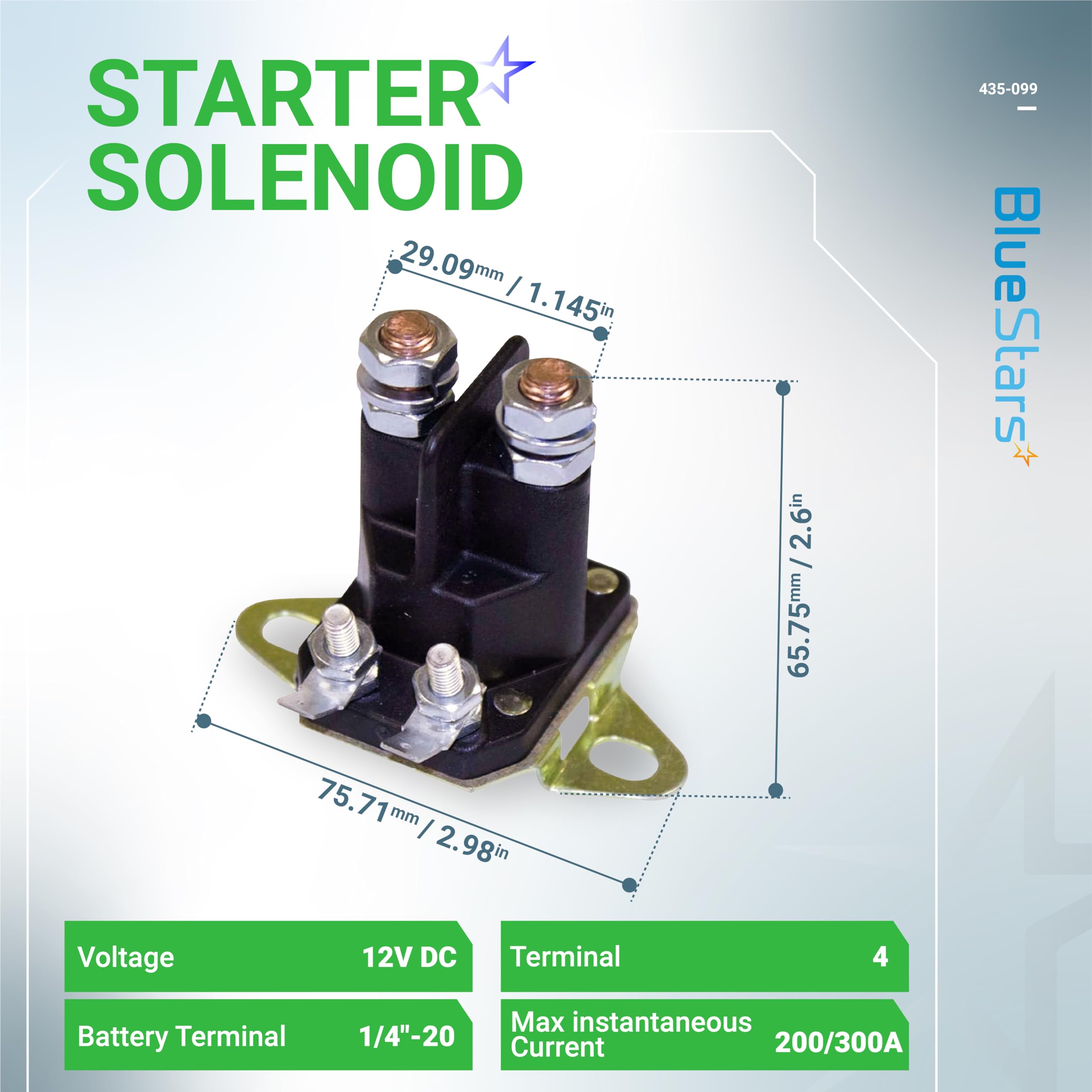 BlueStars 435-099 Starter Solenoid side view
