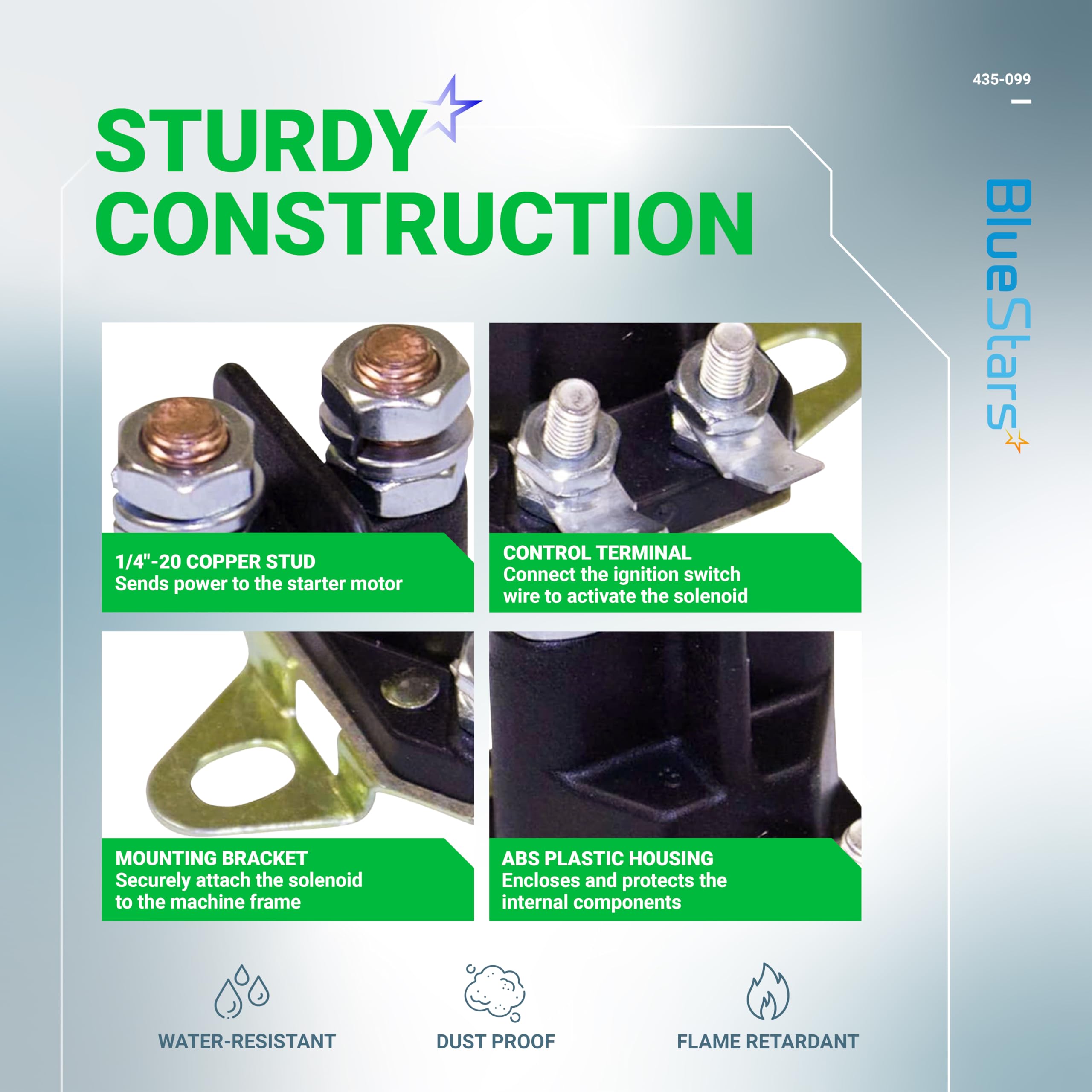 BlueStars 435-099 Starter Solenoid with wiring