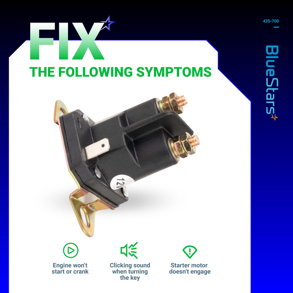 BlueStars 435-700 Starter Solenoid mounted on mower
