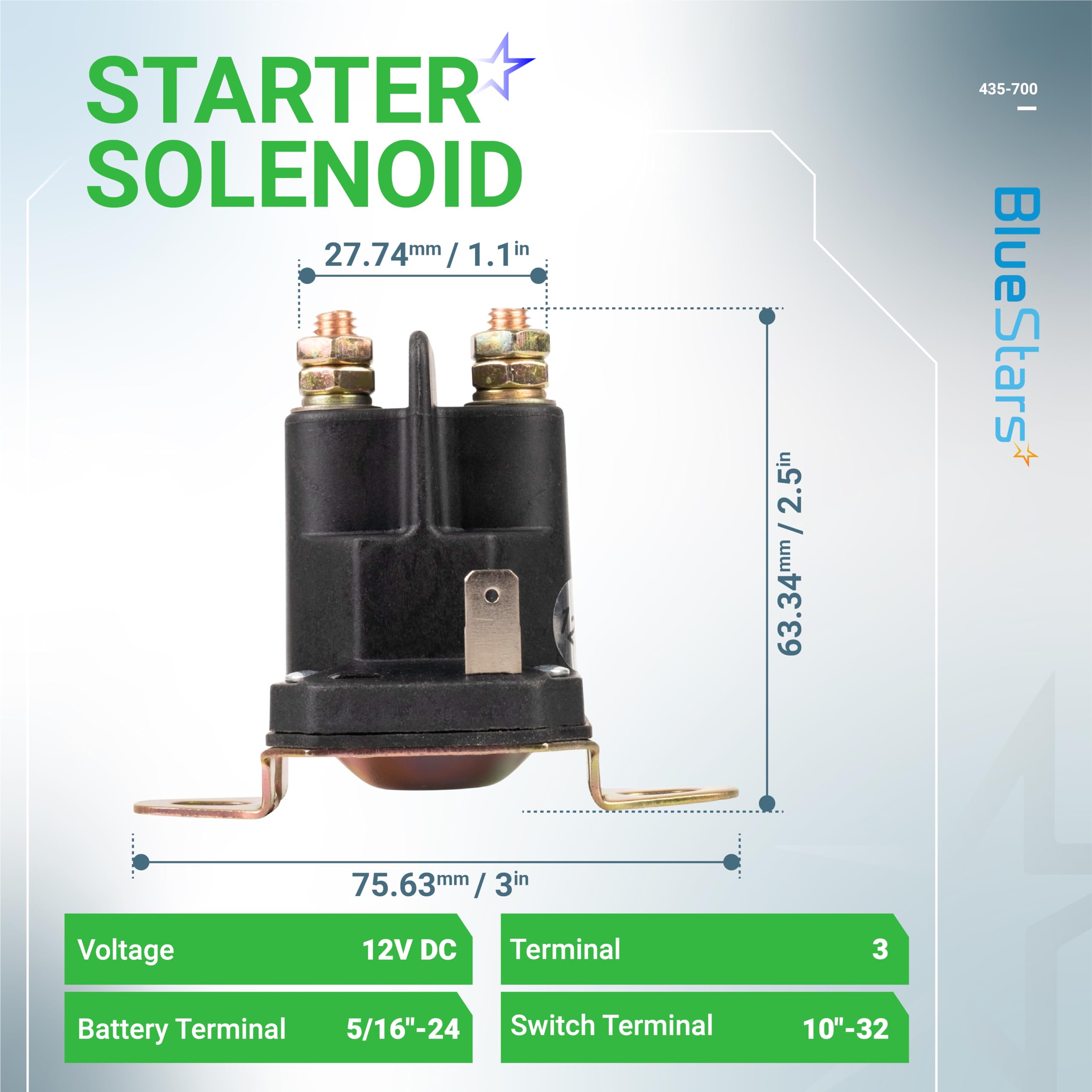 BlueStars 435-700 Starter Solenoid side view