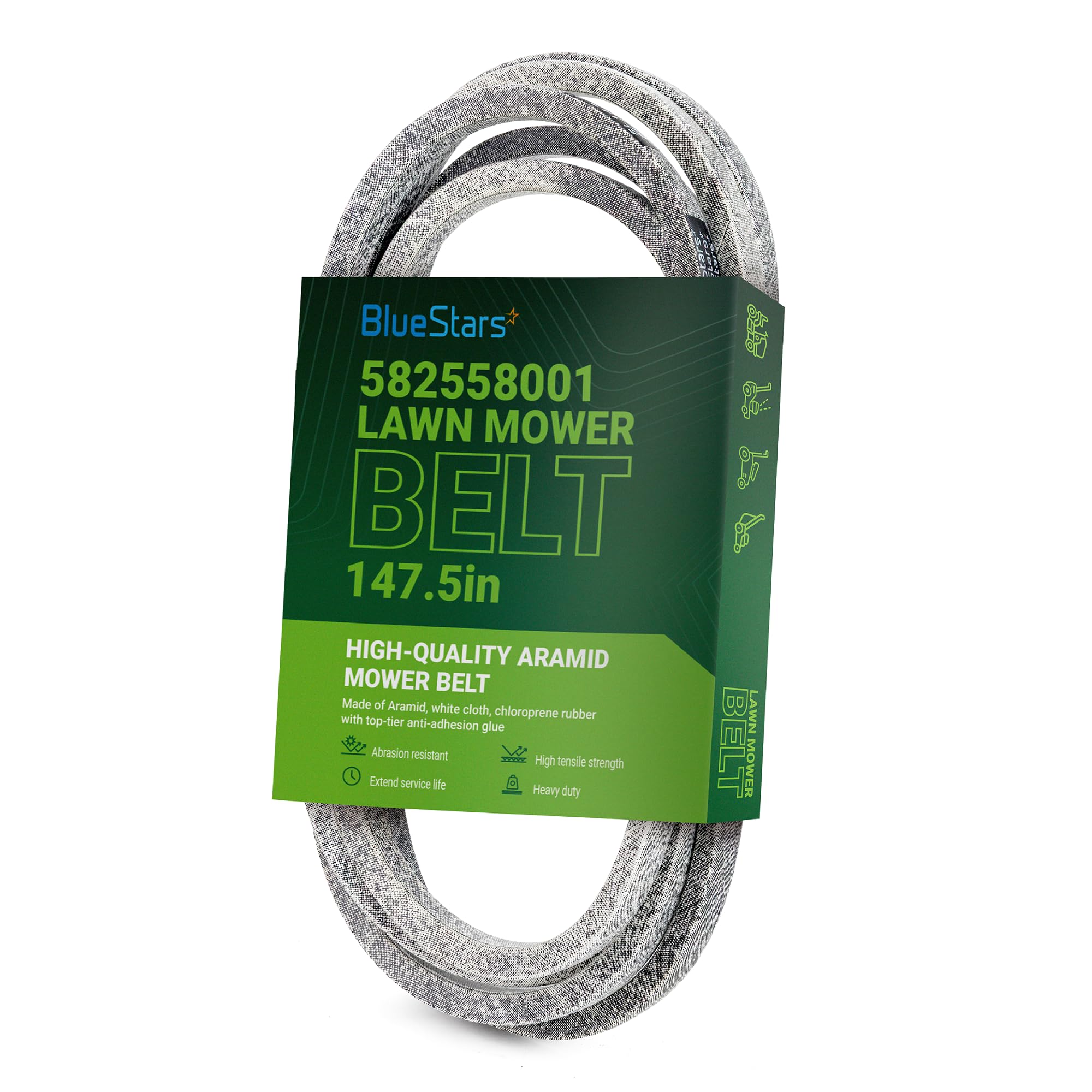BlueStars 582558001 Deck Belt front view with Aramid Cord