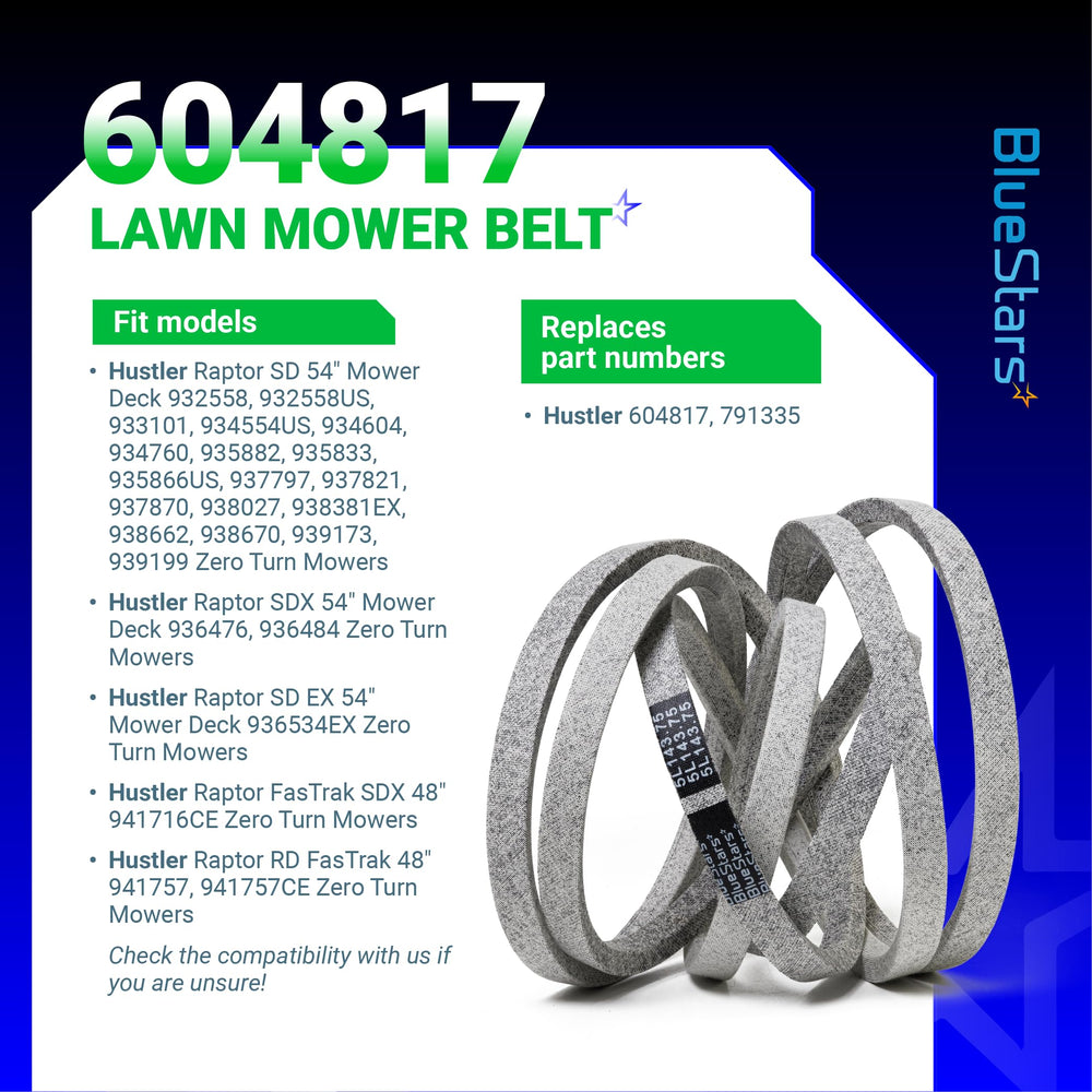 BlueStars 604817 Mower Deck Belt with tools