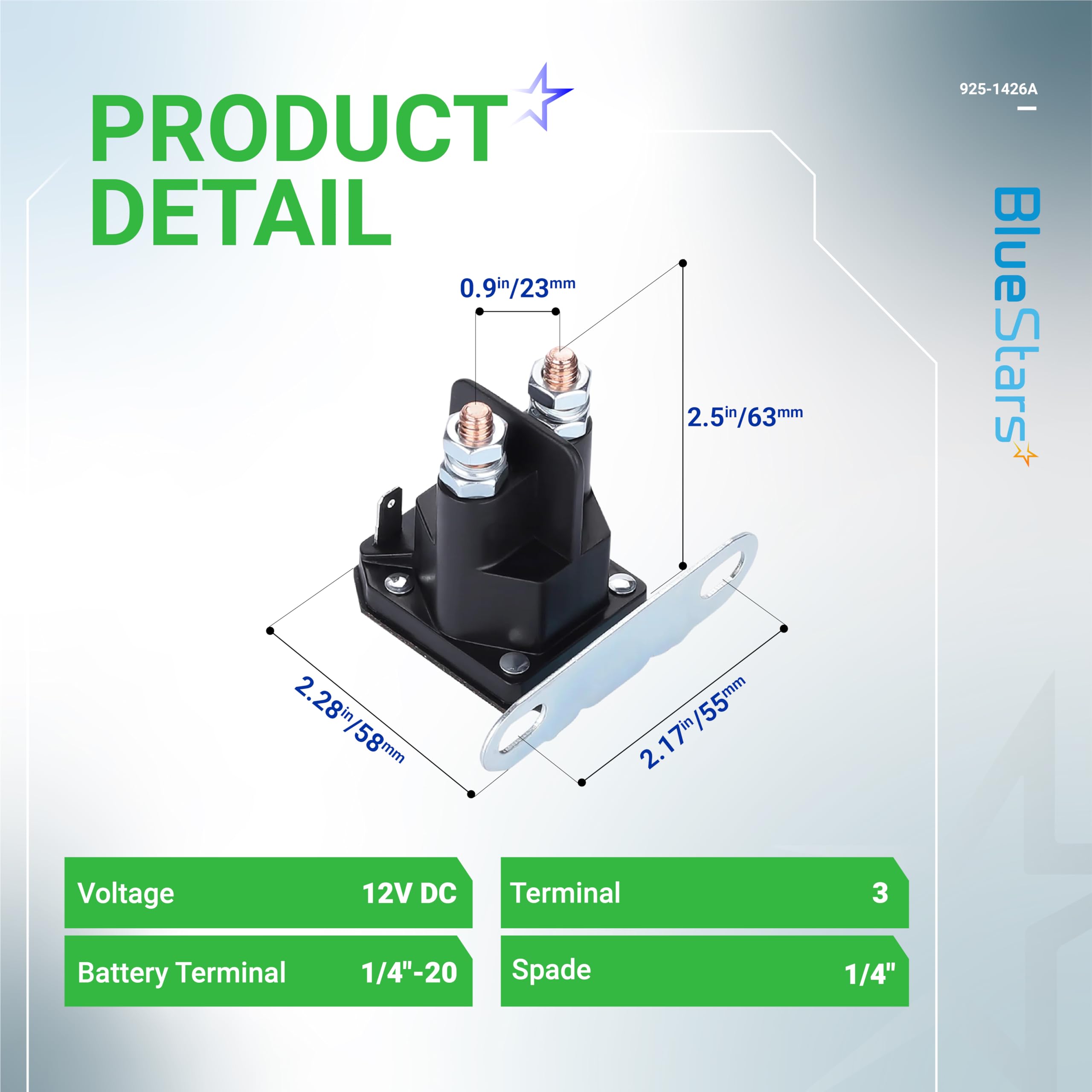 BlueStars 725-1426 Starter Solenoid back view