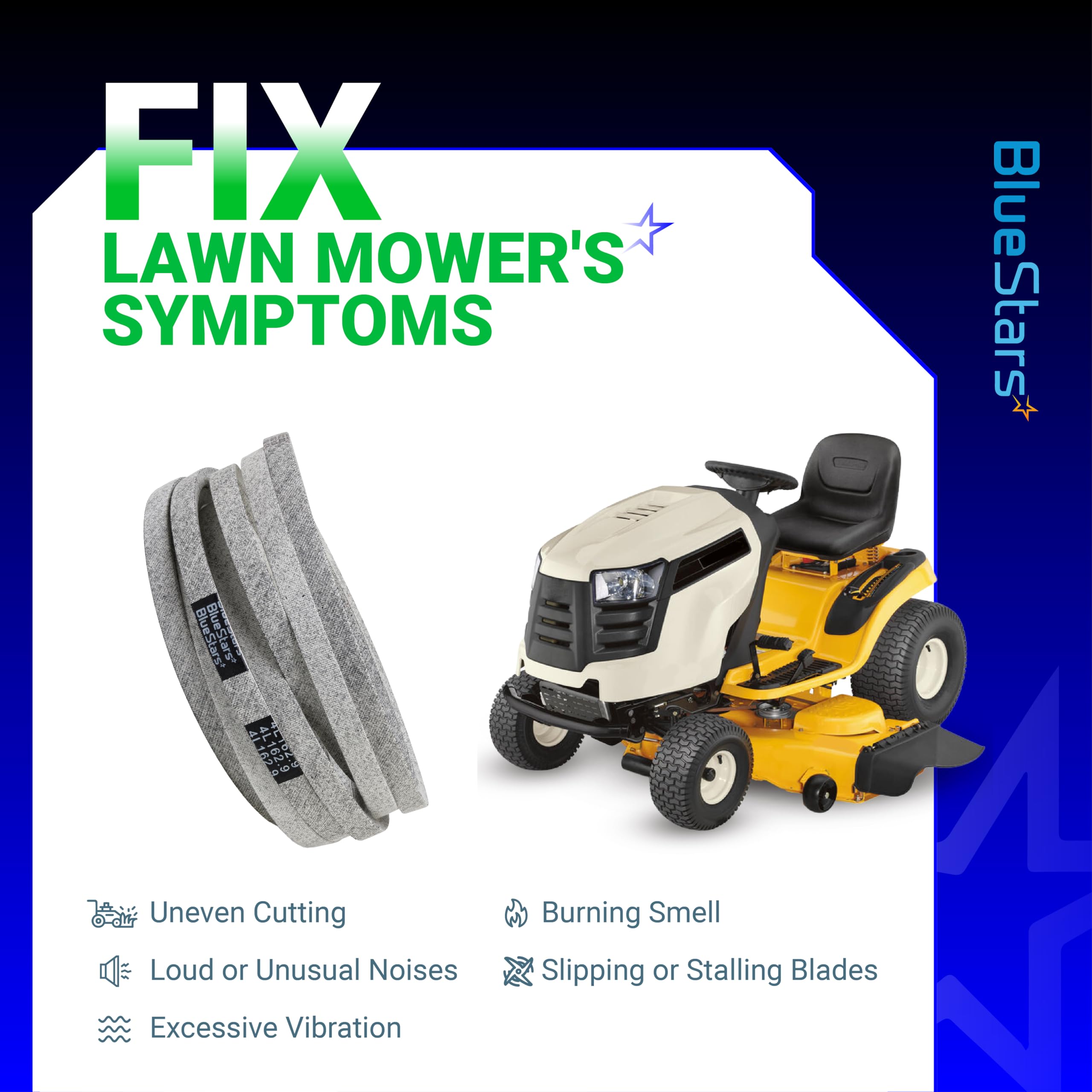BlueStars 754-04240 Mower Deck Belt installed on lawn mower