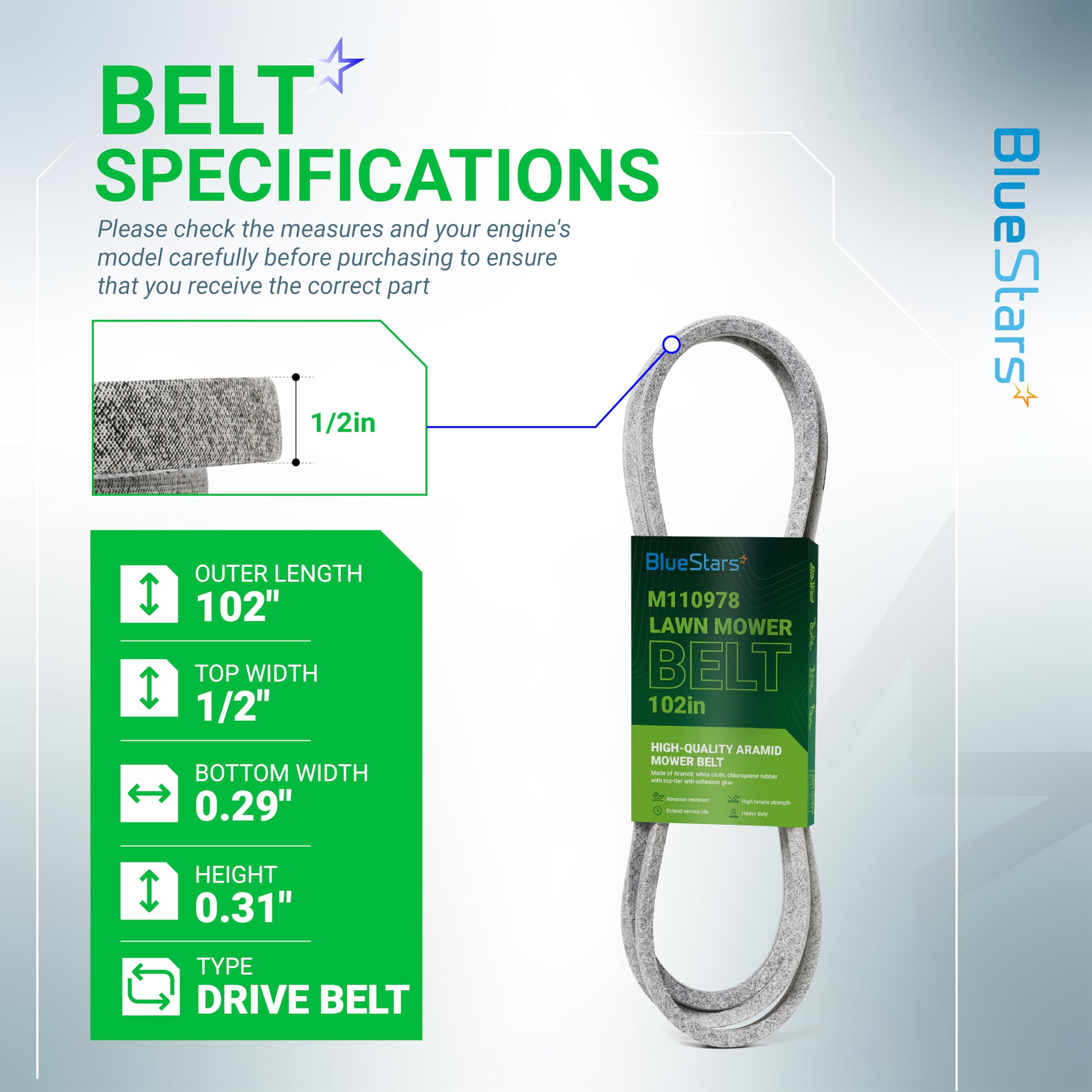 BlueStars 754-04240 Mower Deck Belt packaging details