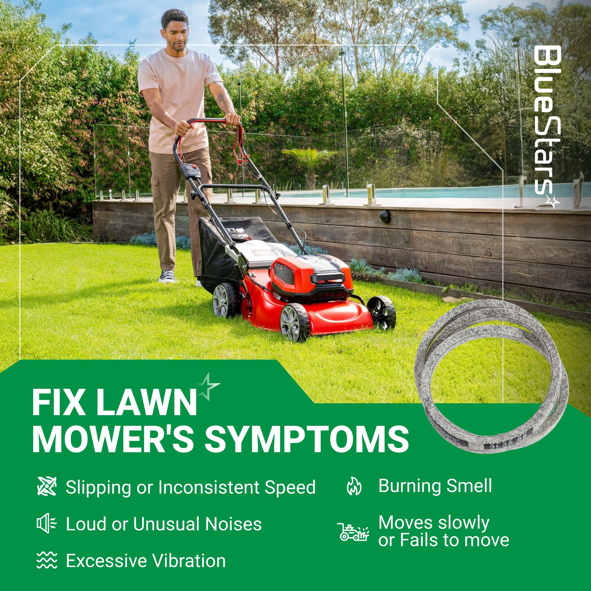 BlueStars 954-04032B Edger Drive Belt in use on lawn mower