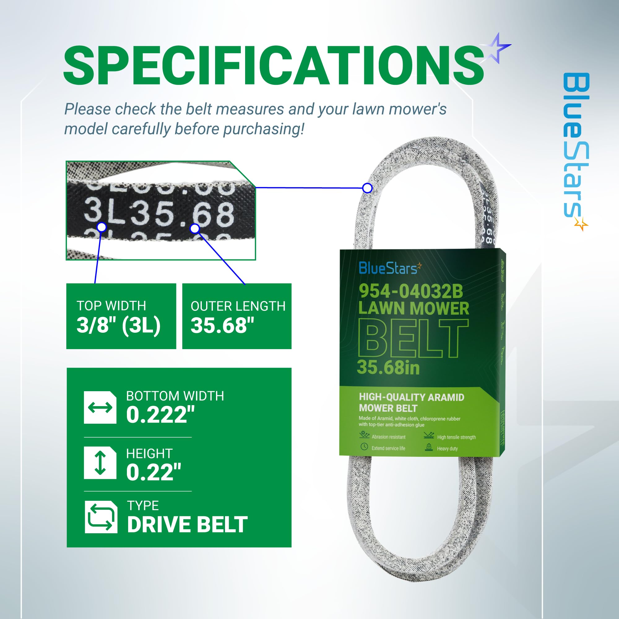 BlueStars 954-04032B Edger Drive Belt side view