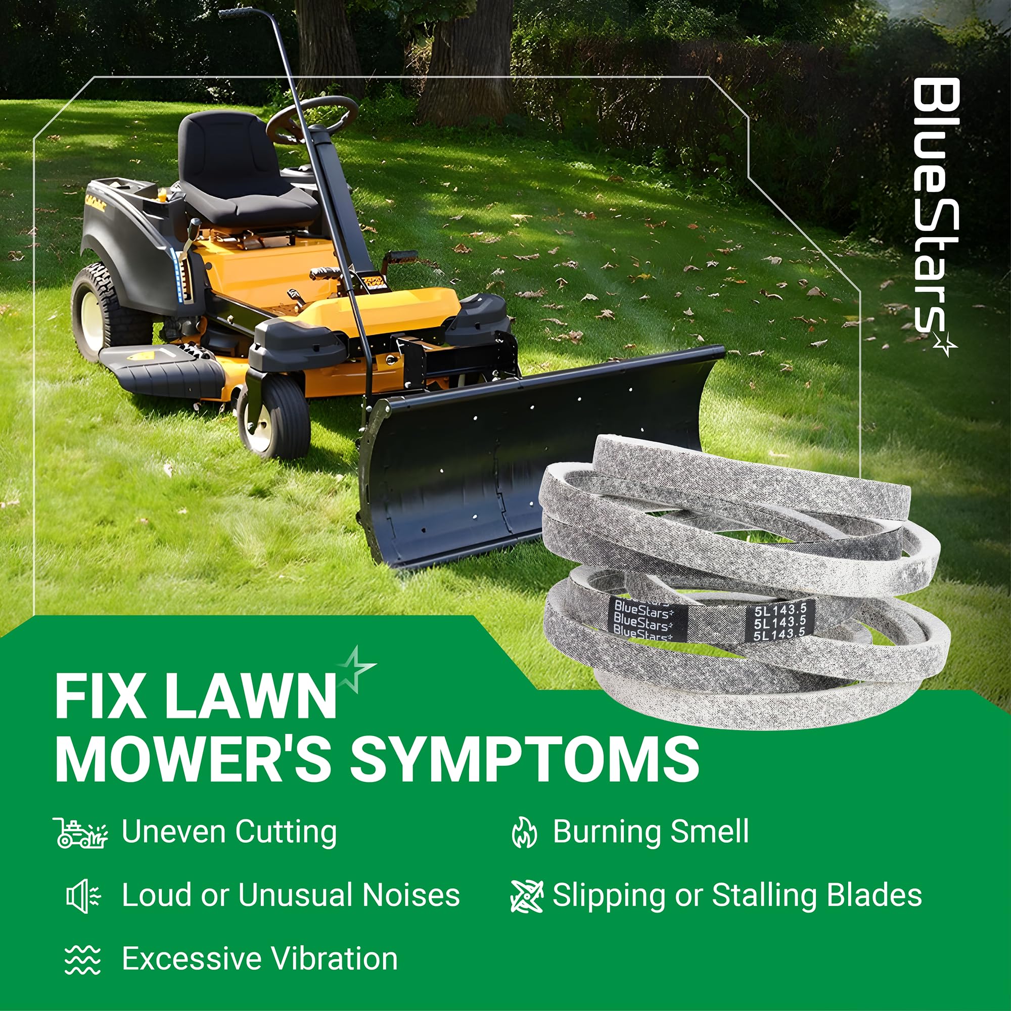 BlueStars 954-05078 Deck Belt alongside other mower parts
