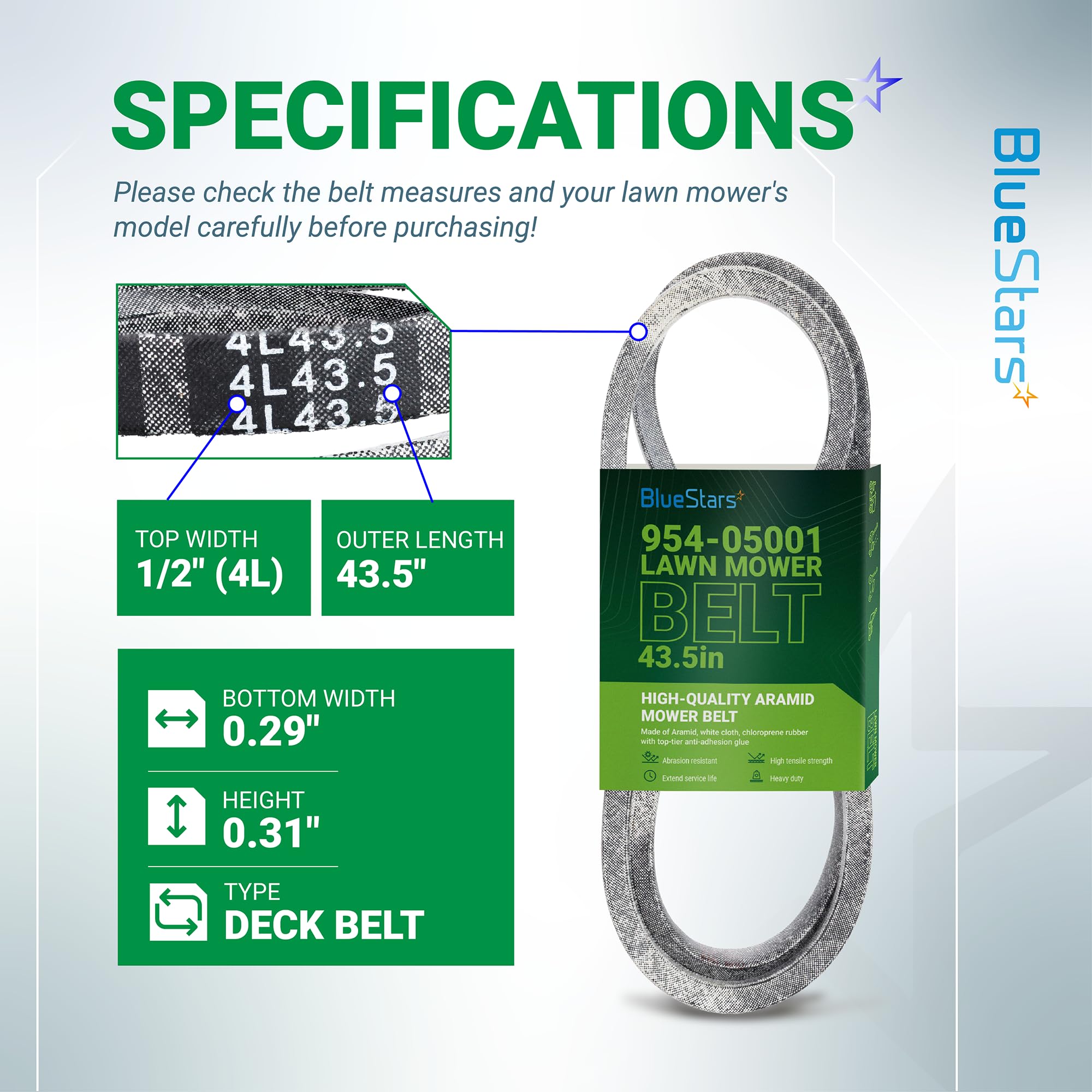 BlueStars 954-05078 Deck Belt packaging