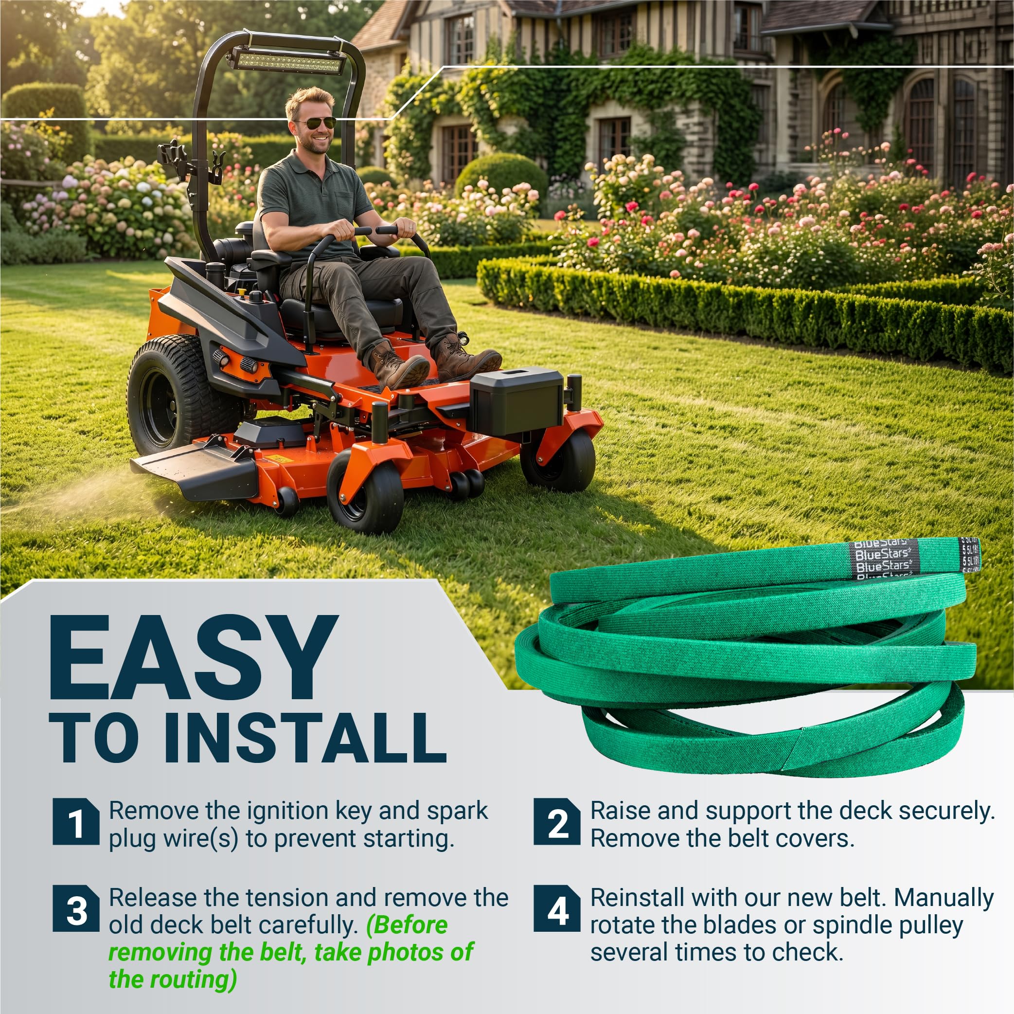 BlueStars Deck Belt 041-0178-00 in a garden setting