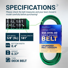 BlueStars Deck Belt 041-0178-00 side view showing fabric weave