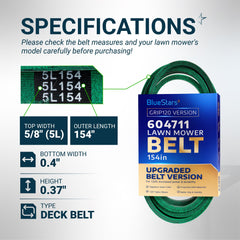 BlueStars Grip120 Deck Belt 154 inch side view