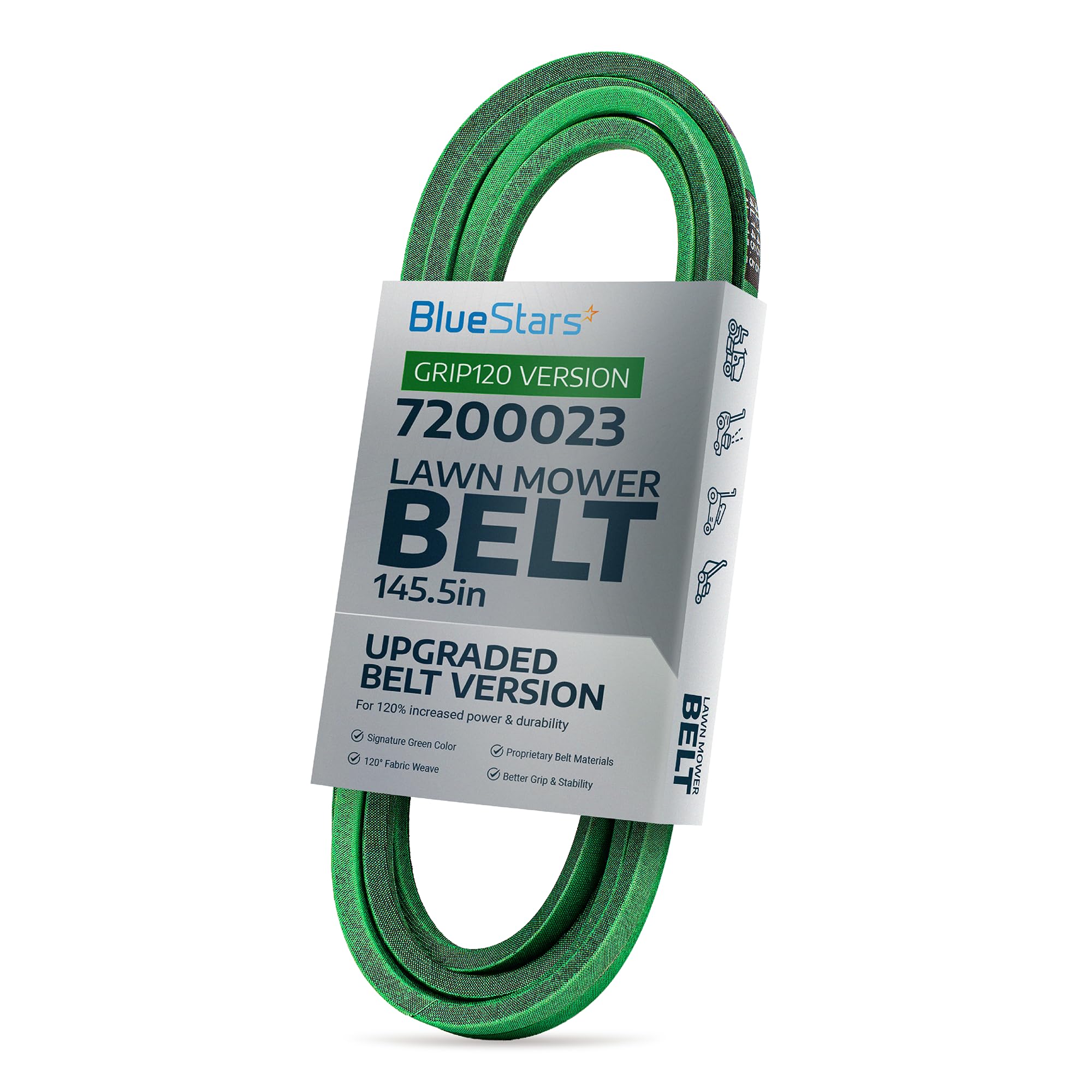 BlueStars Grip120 Deck Belt front view with dimensions