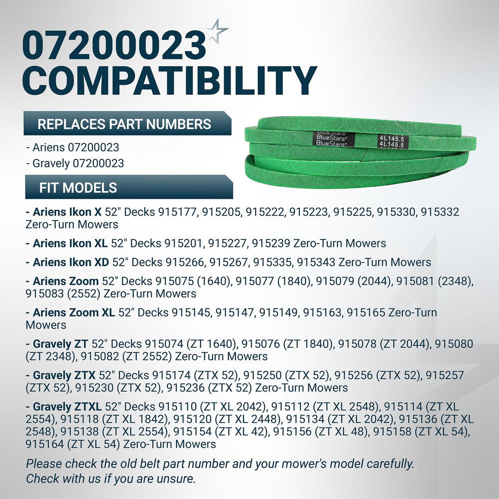 BlueStars Grip120 Deck Belt on a lawn mower deck