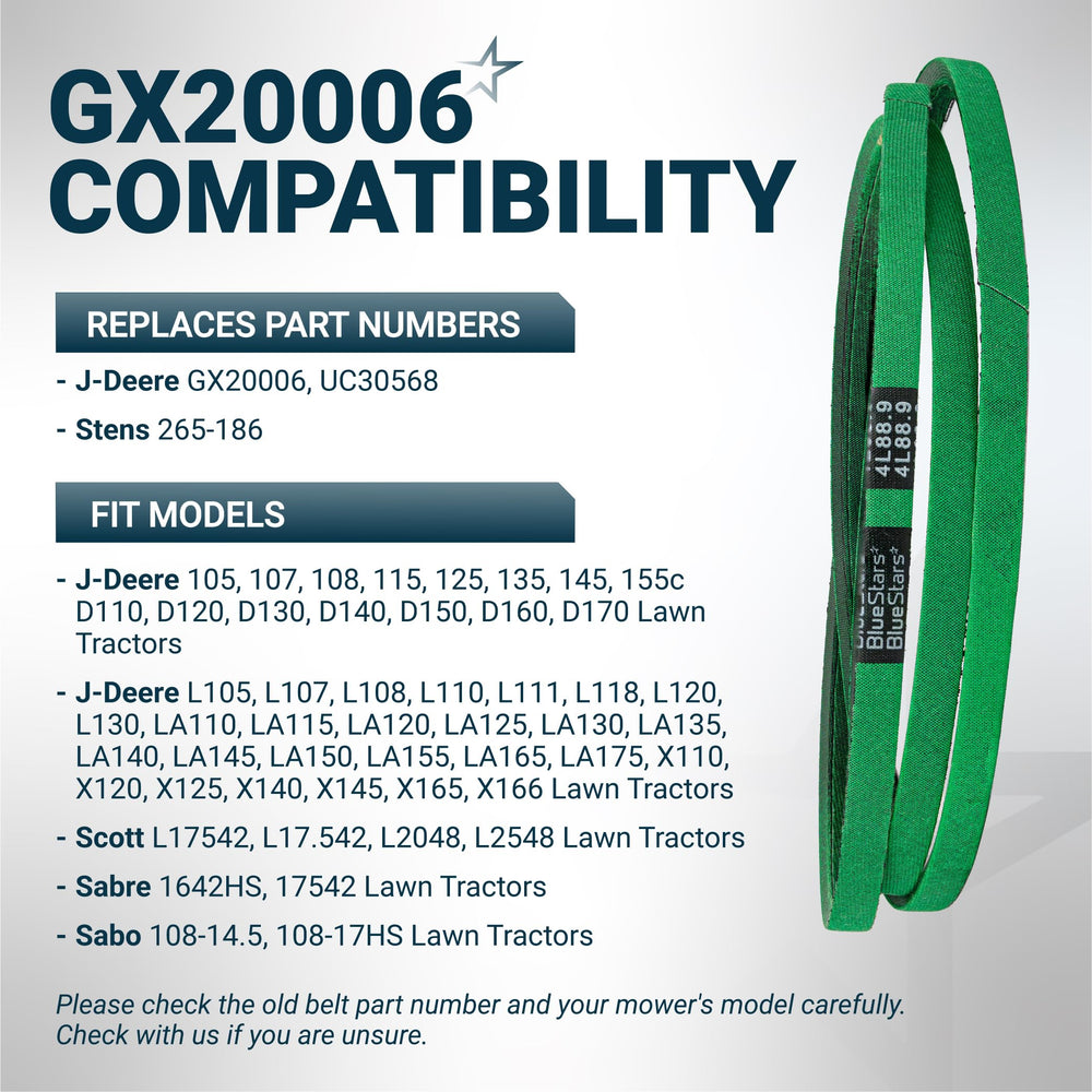 BlueStars GX20006 Drive Belt compatibility chart