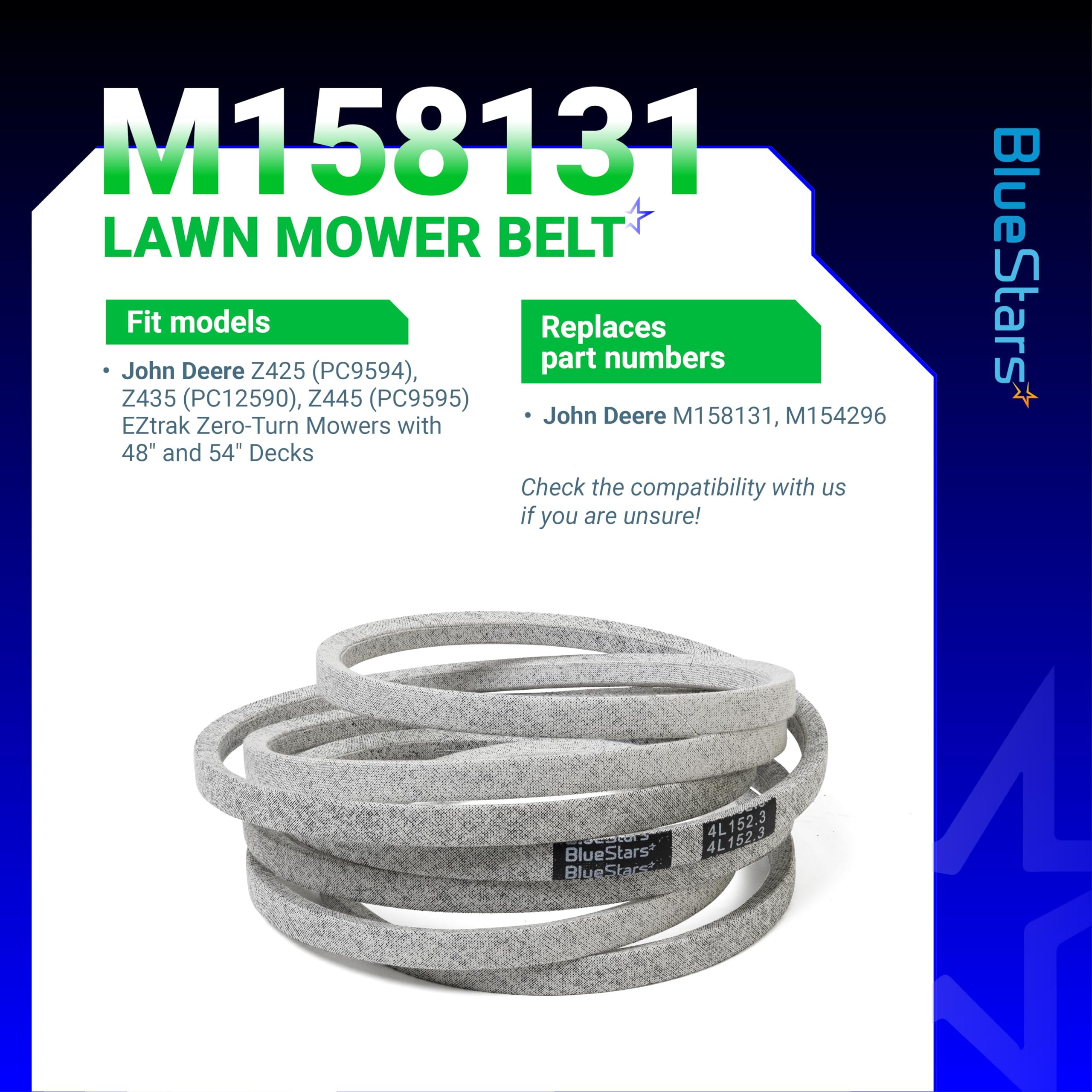 BlueStars M158131 Mower Deck Belt close-up of material