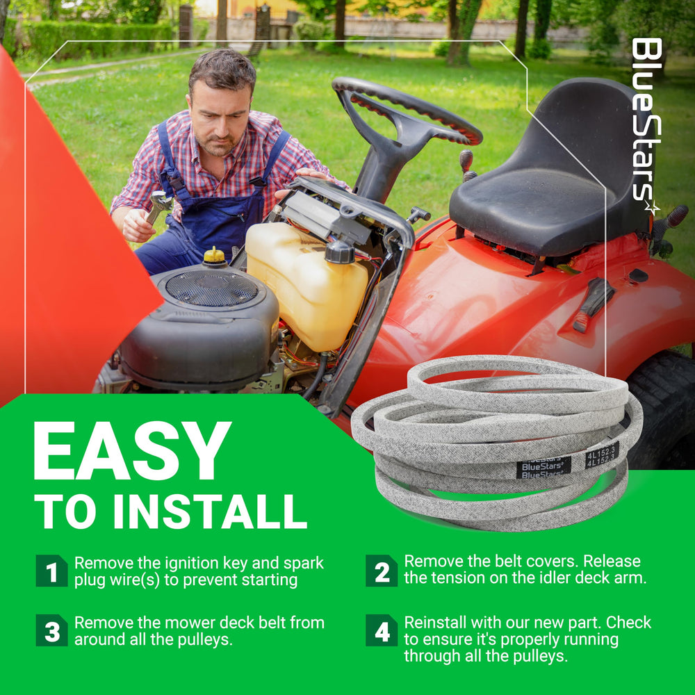 BlueStars M158131 Mower Deck Belt dimensions displayed
