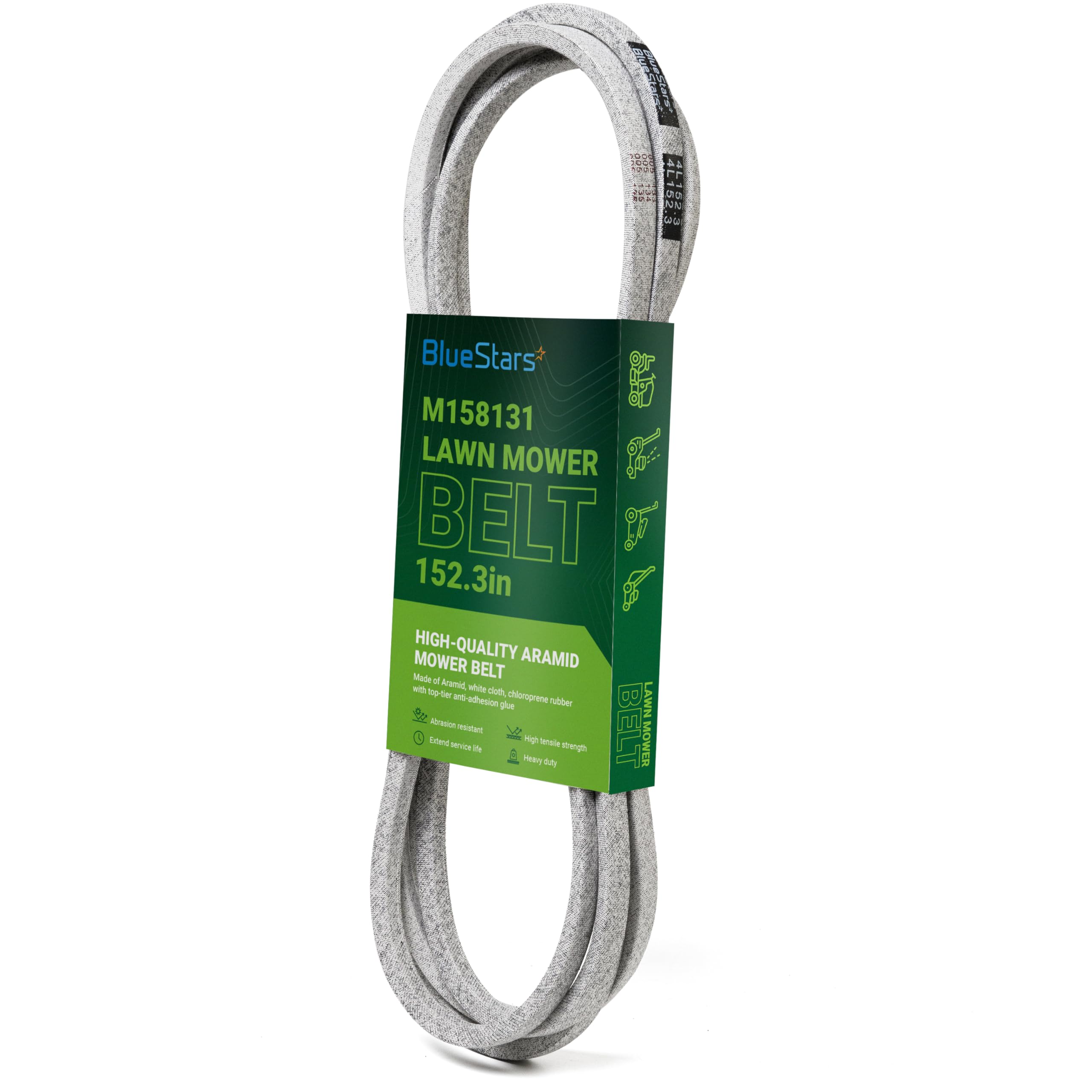 BlueStars M158131 Mower Deck Belt front view, Aramid Cord