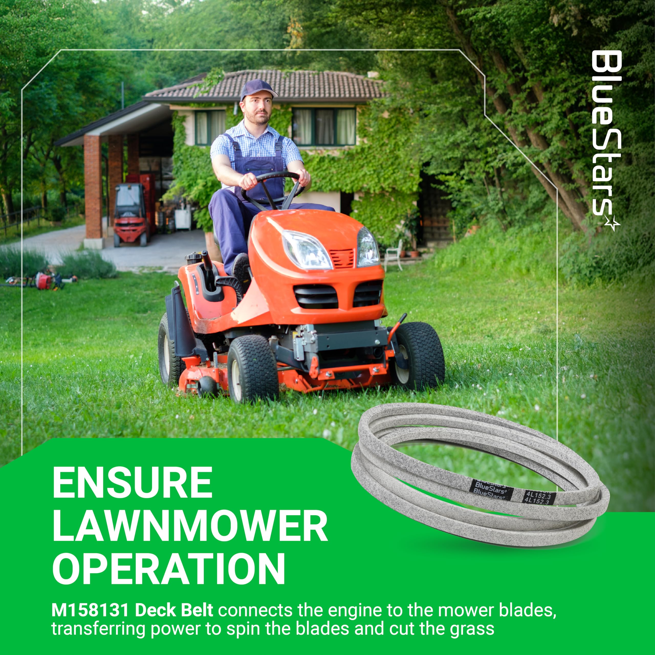 BlueStars M158131 Mower Deck Belt side view, 152.3 inch length