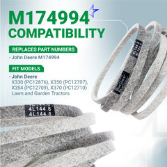 BlueStars M174994 Mower Deck Belt packaging with dimensions