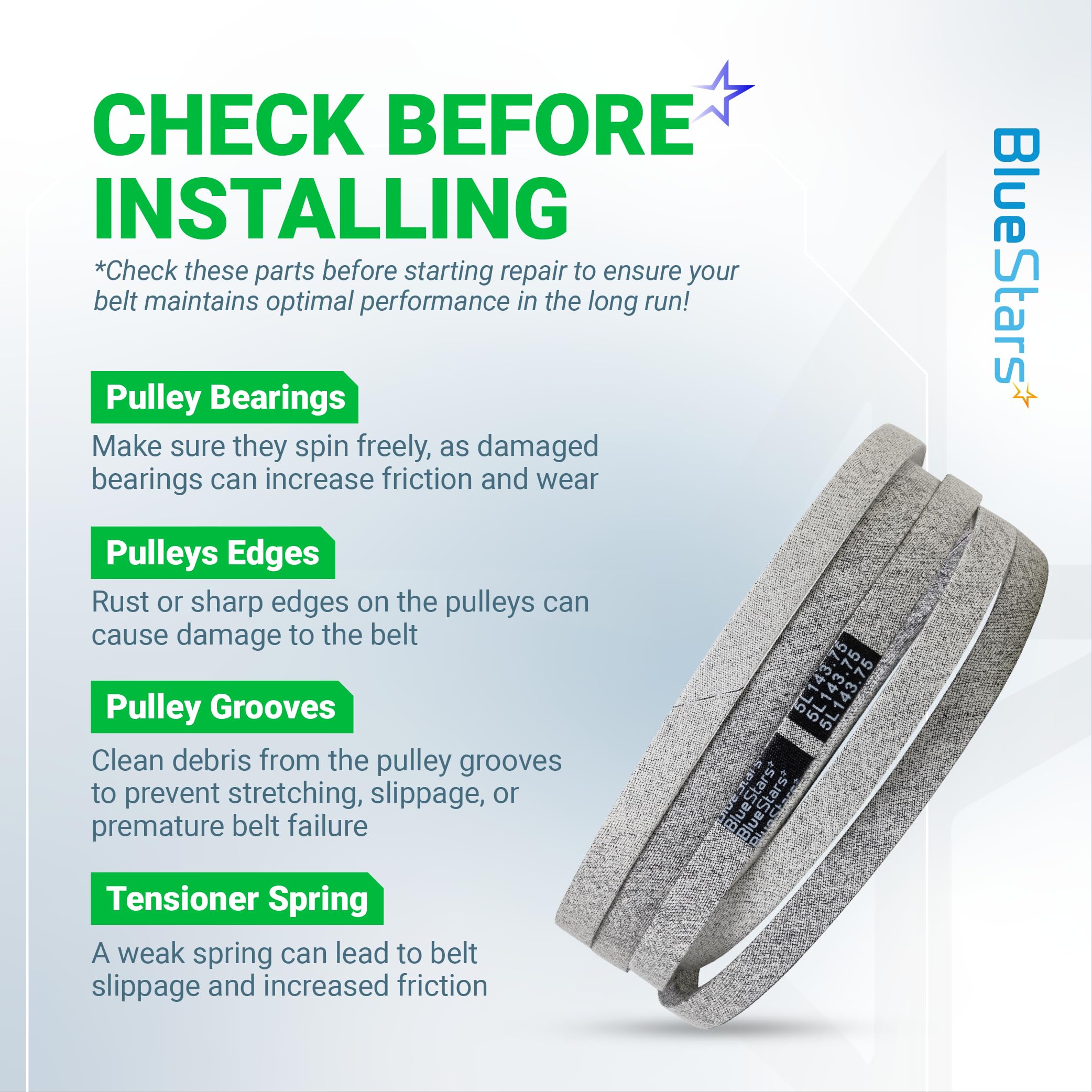 BlueStars mower deck belt in packaging