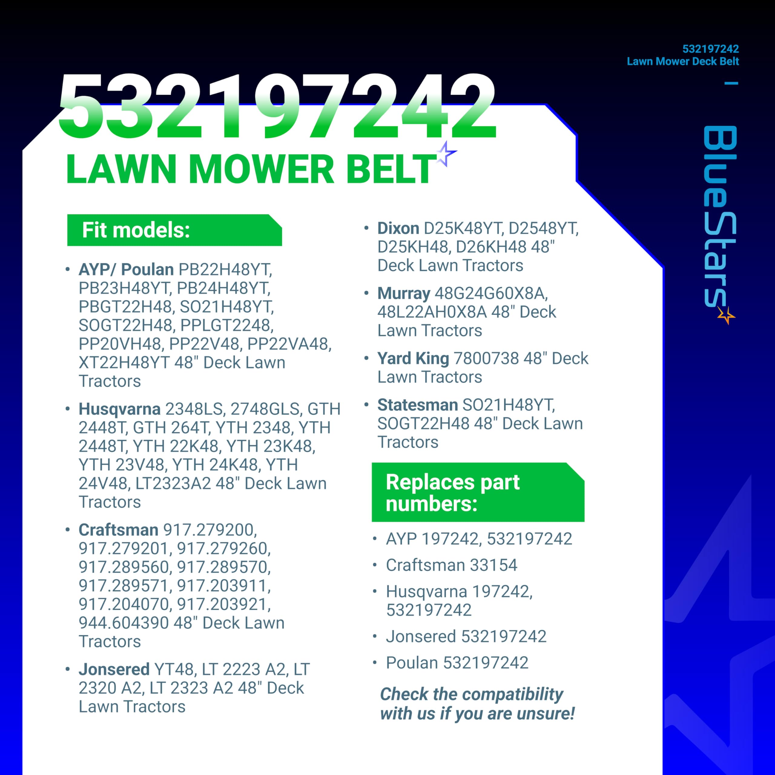 BlueStars Mower Deck Belt installation guide