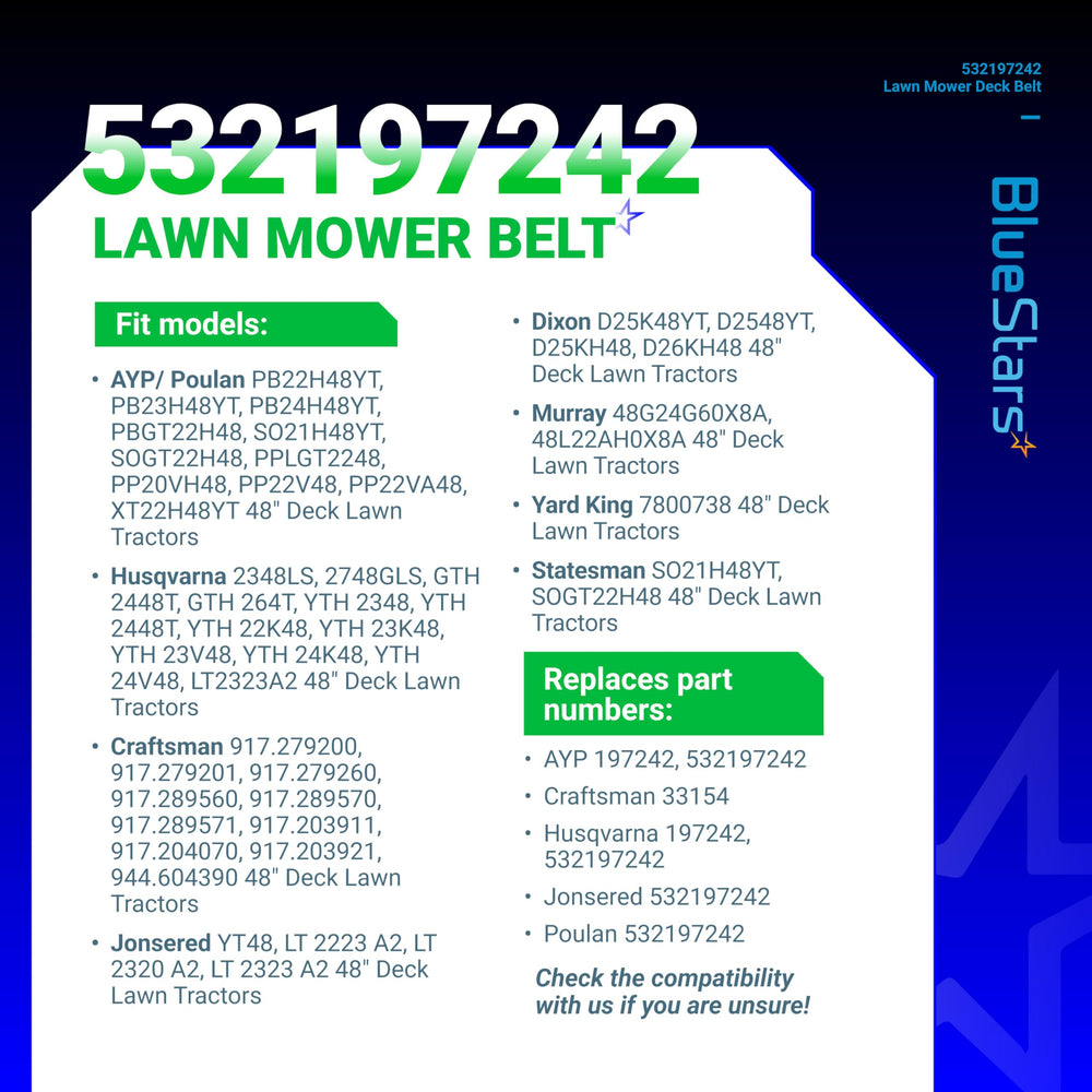 BlueStars Mower Deck Belt installation guide