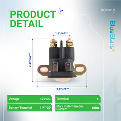 BlueStars Starter Solenoid Relay 12V side view showing connection points