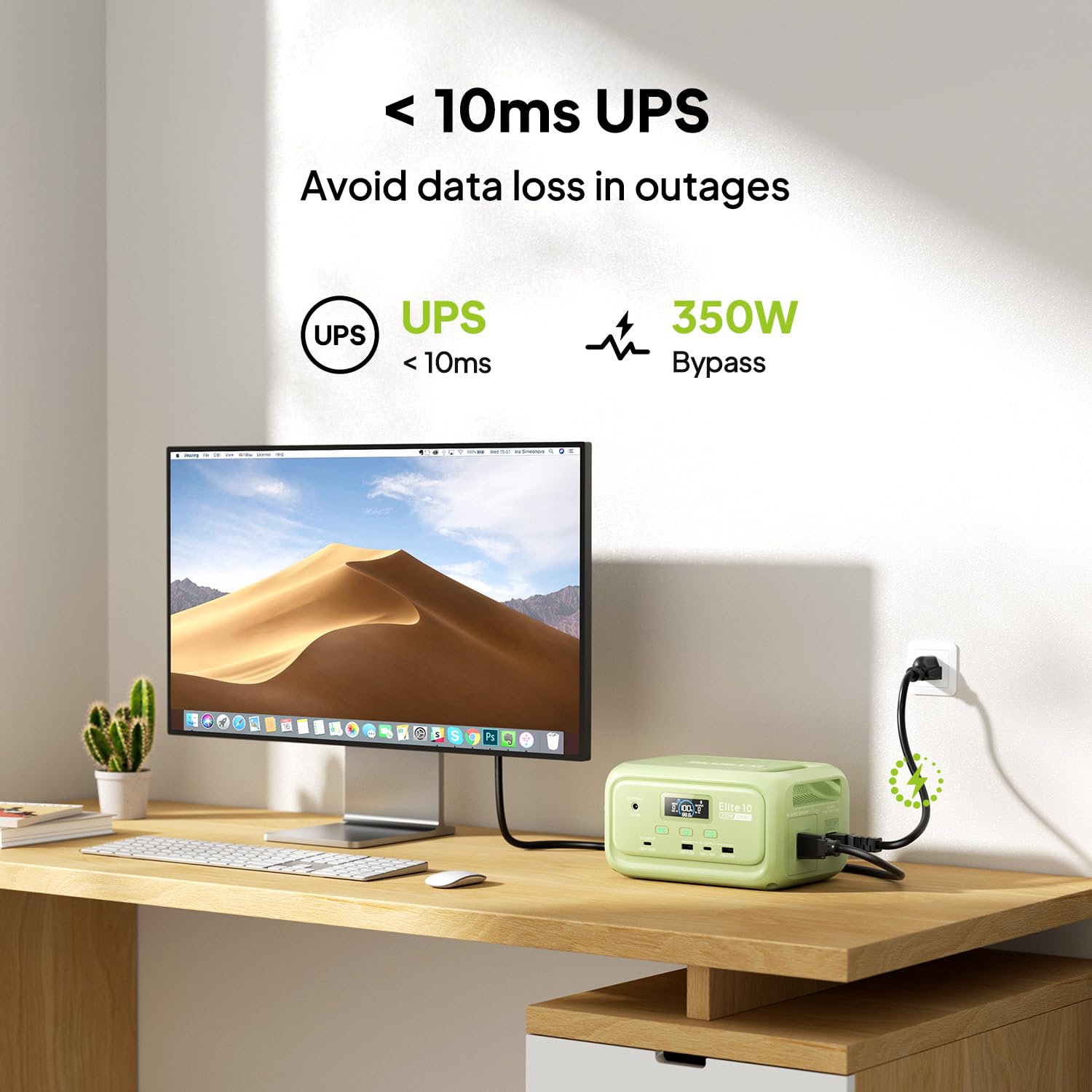 BLUETTI Elite 10 Mini Portable Power Station with LED light on
