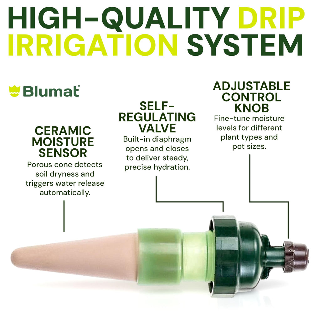 Blumat Drip Irrigation components laid out for setup