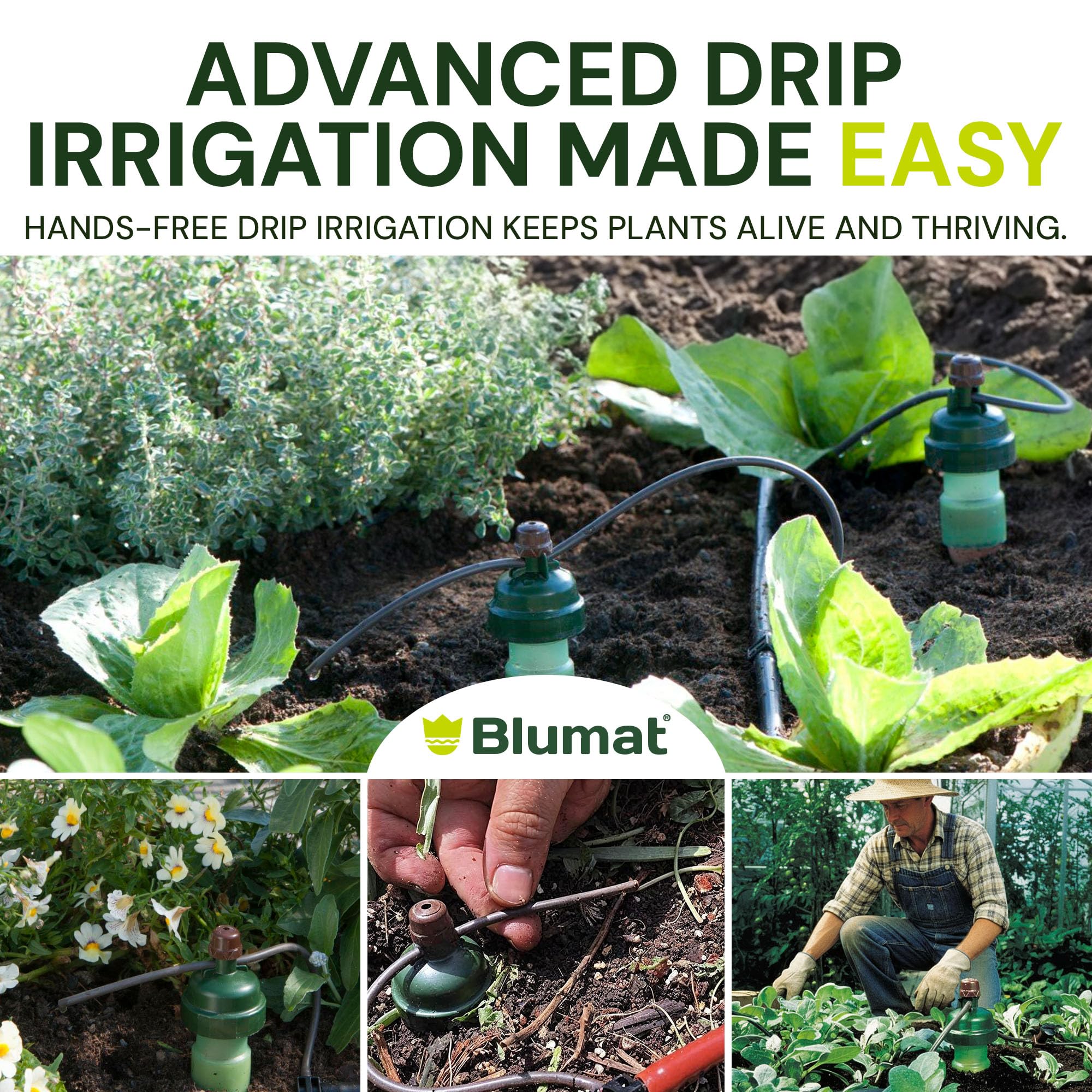 Blumat watering system installed in hanging basket
