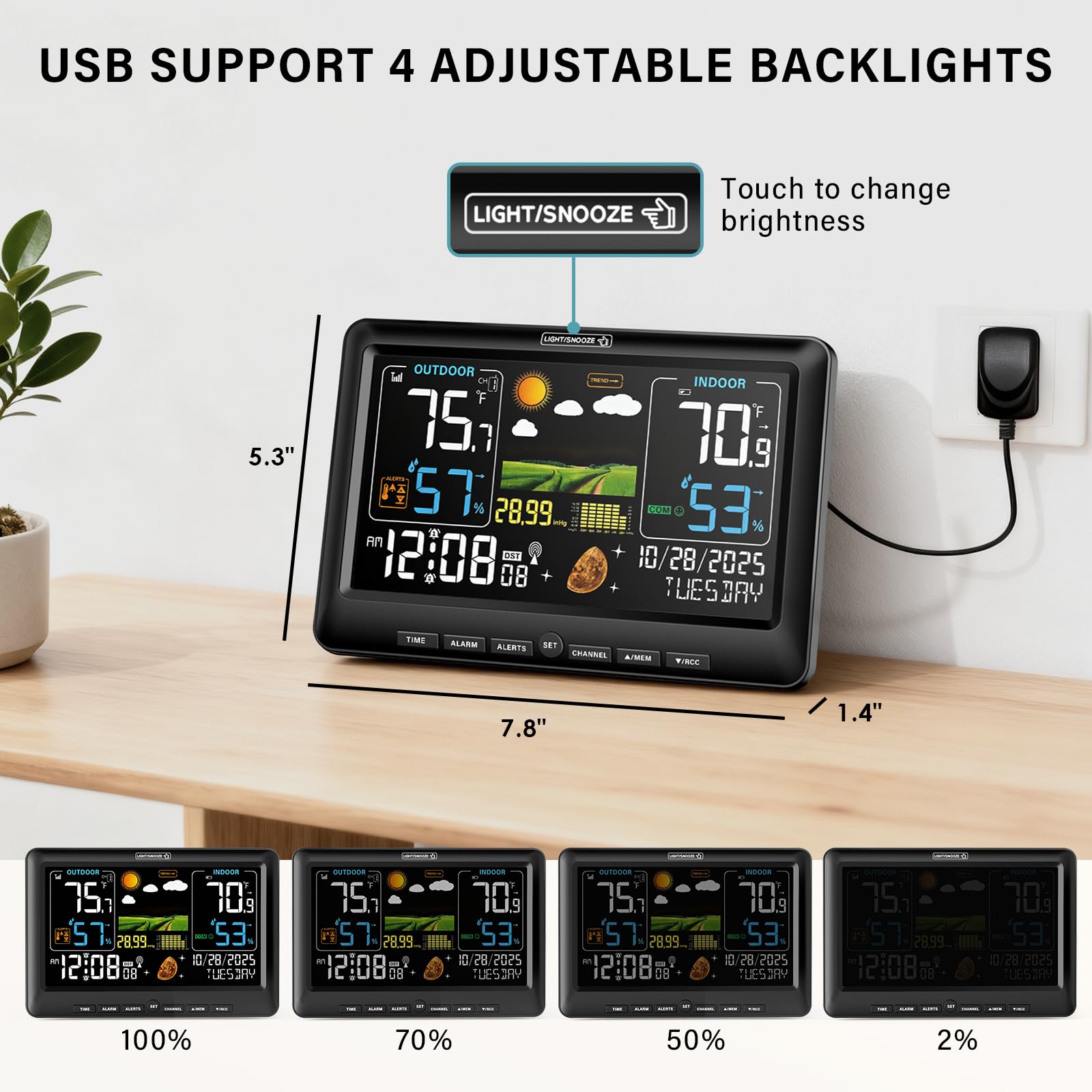 BluSon Weather Station displaying temperature and humidity