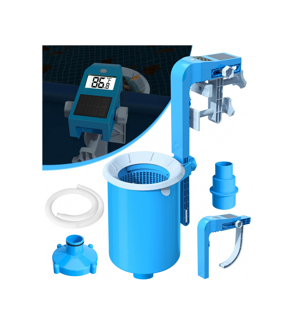 BluSwim Above Ground Pool Skimmer front view with thermometer
