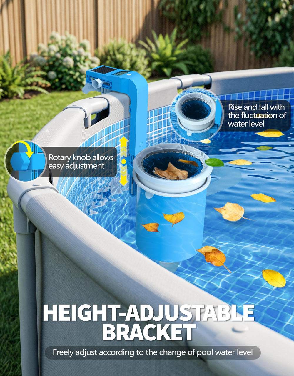 BluSwim Above Ground Pool Skimmer in a garden setting