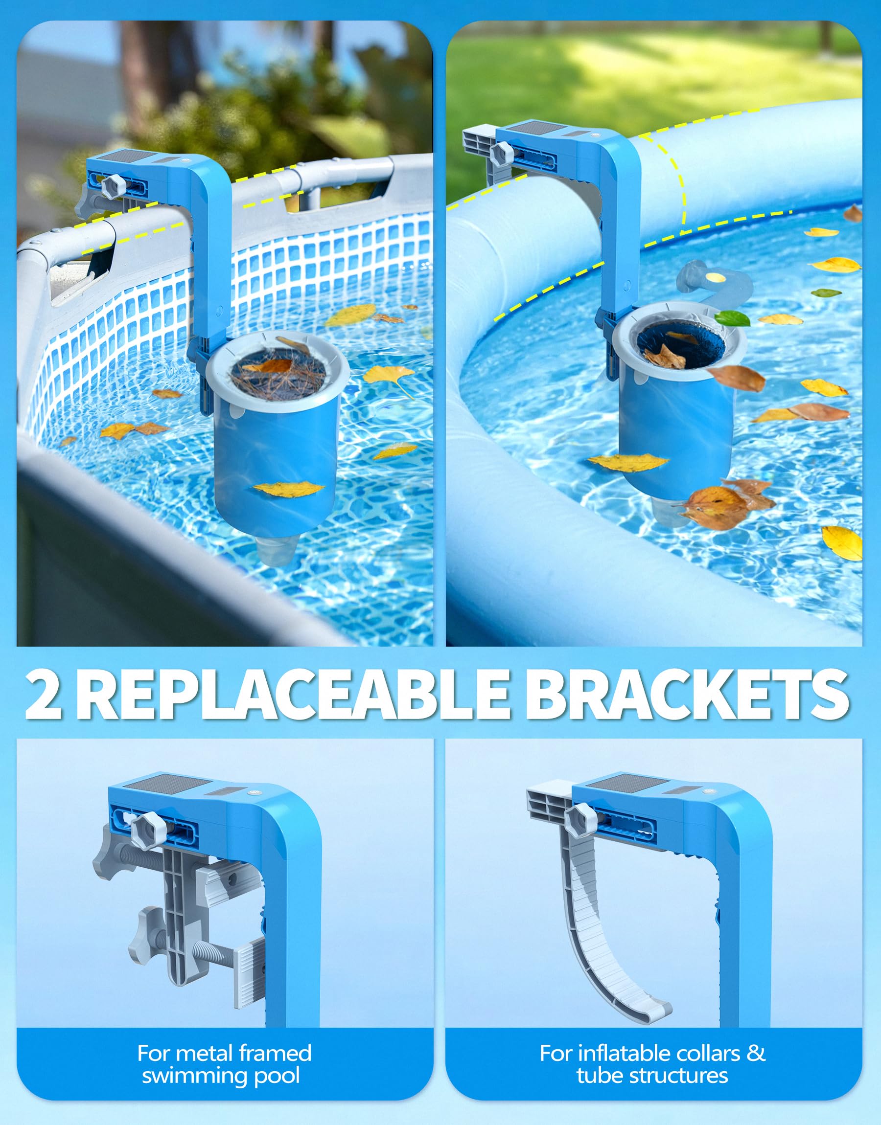 BluSwim Above Ground Pool Skimmer showing anti-float snap ring