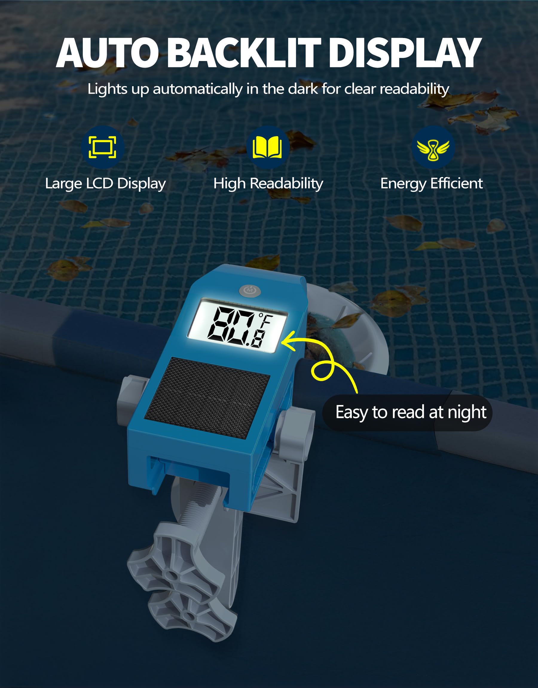BluSwim Above Ground Pool Skimmer with solar thermometer close-up