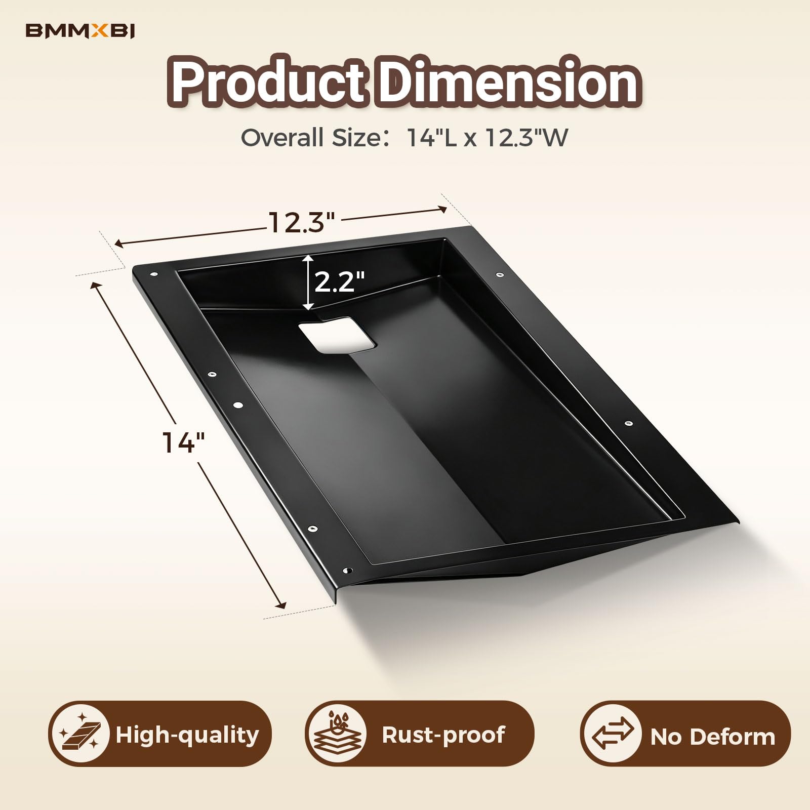 BMMXBI Grease Tray for Weber Spirit 210/220, sloping bottom detail