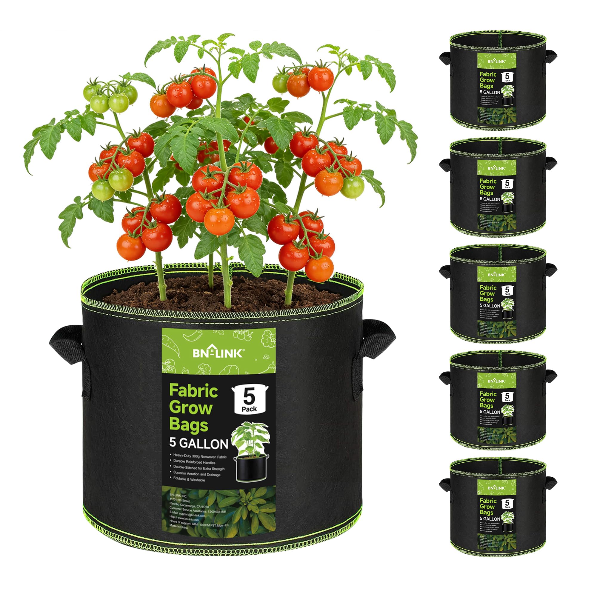 BN-LINK 5 Gallon Grow Bag front view with black fabric