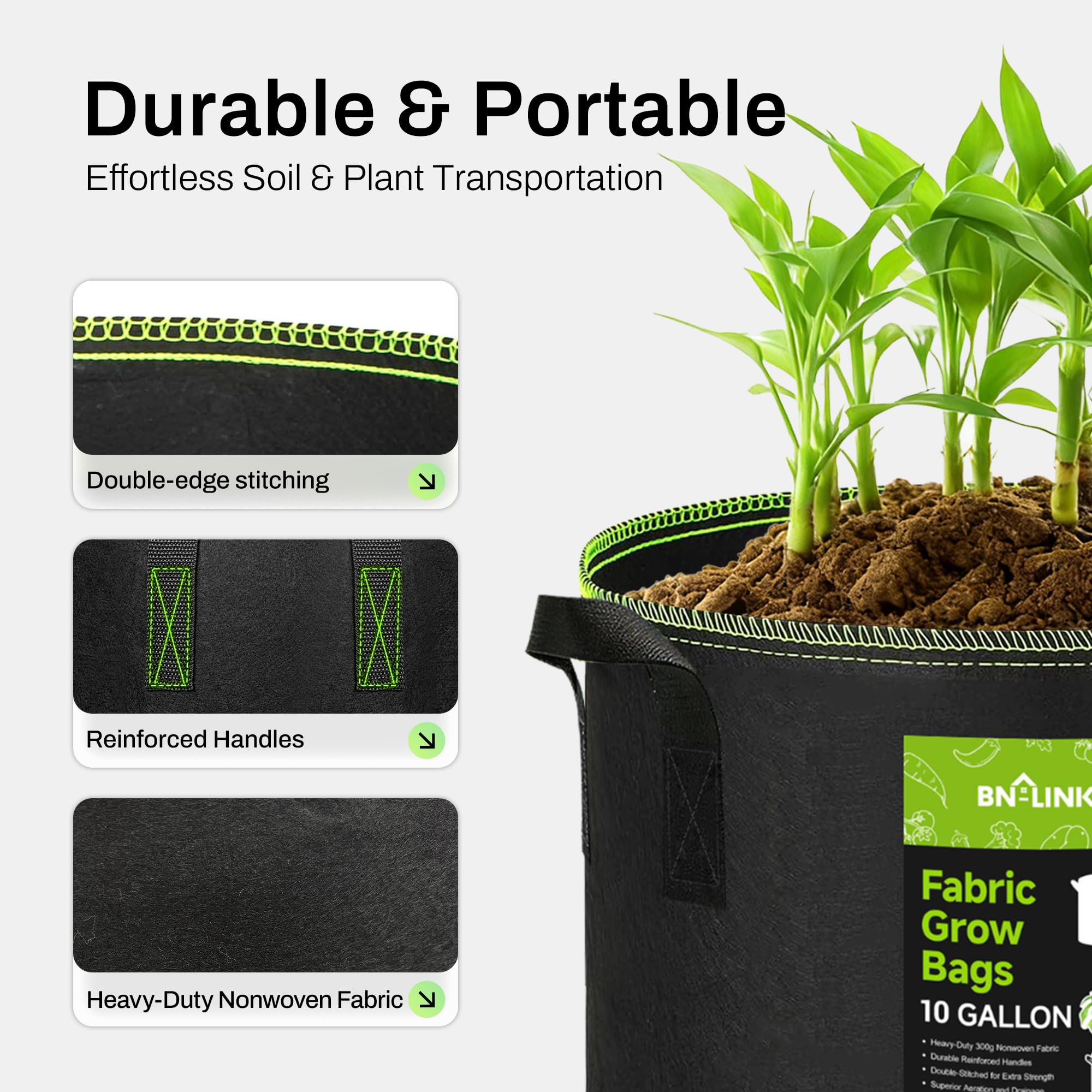 BN-LINK 5 Gallon Grow Bags in a garden setting