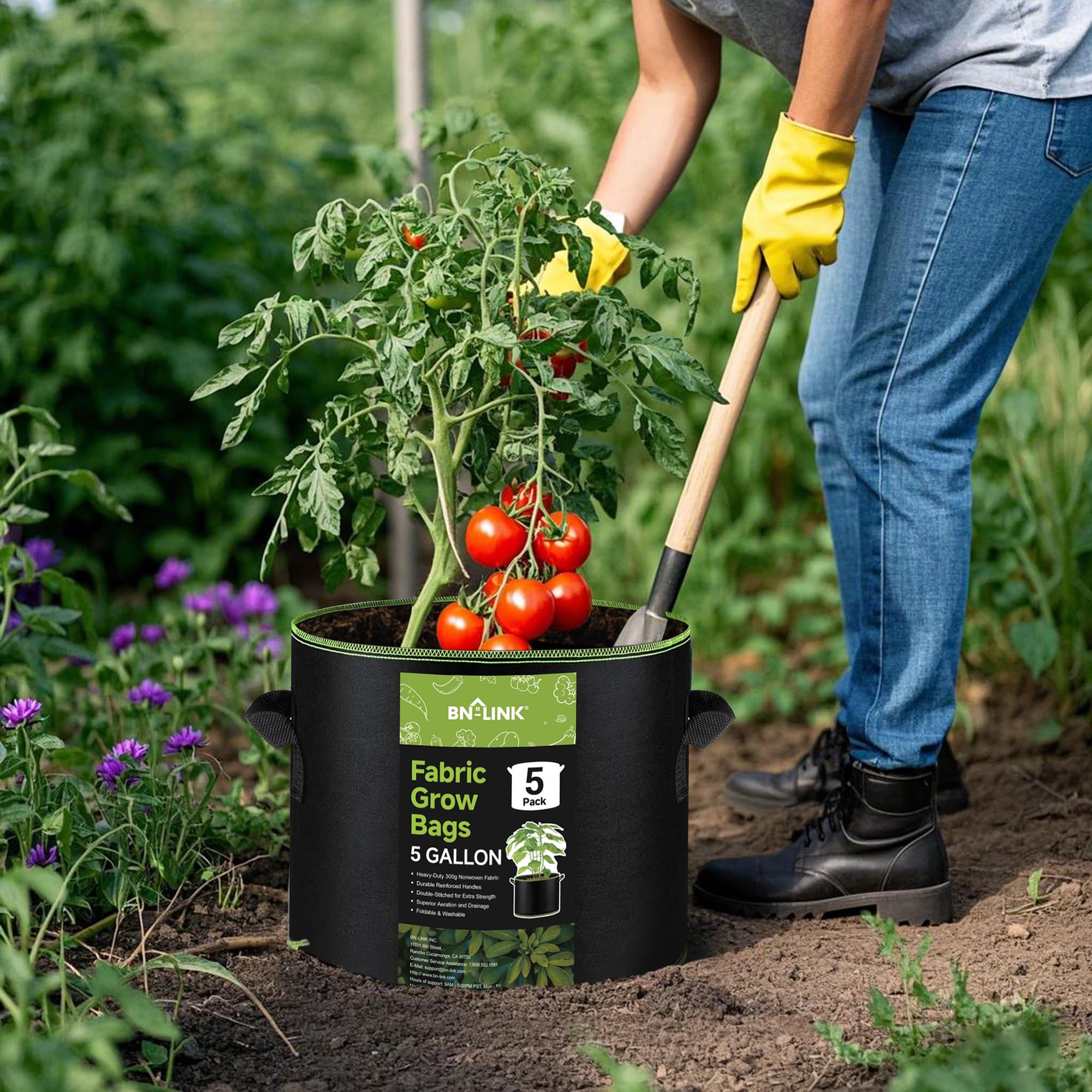 BN-LINK grow bag showing reinforced handles