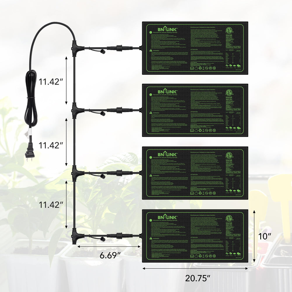 BN-LINK heat mat in use under seedling tray