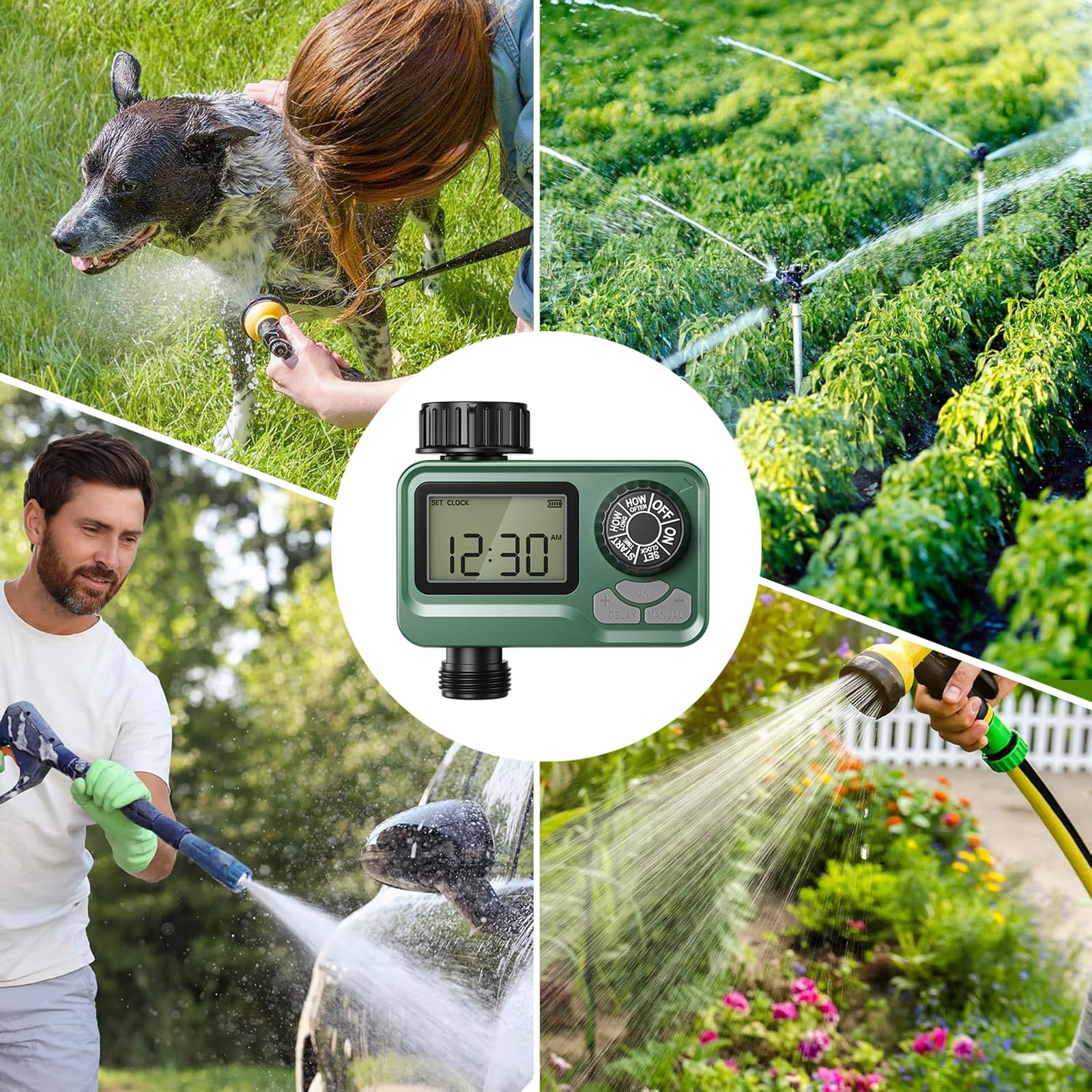 BN-LINK Outdoor Water Timer with garden hose attached