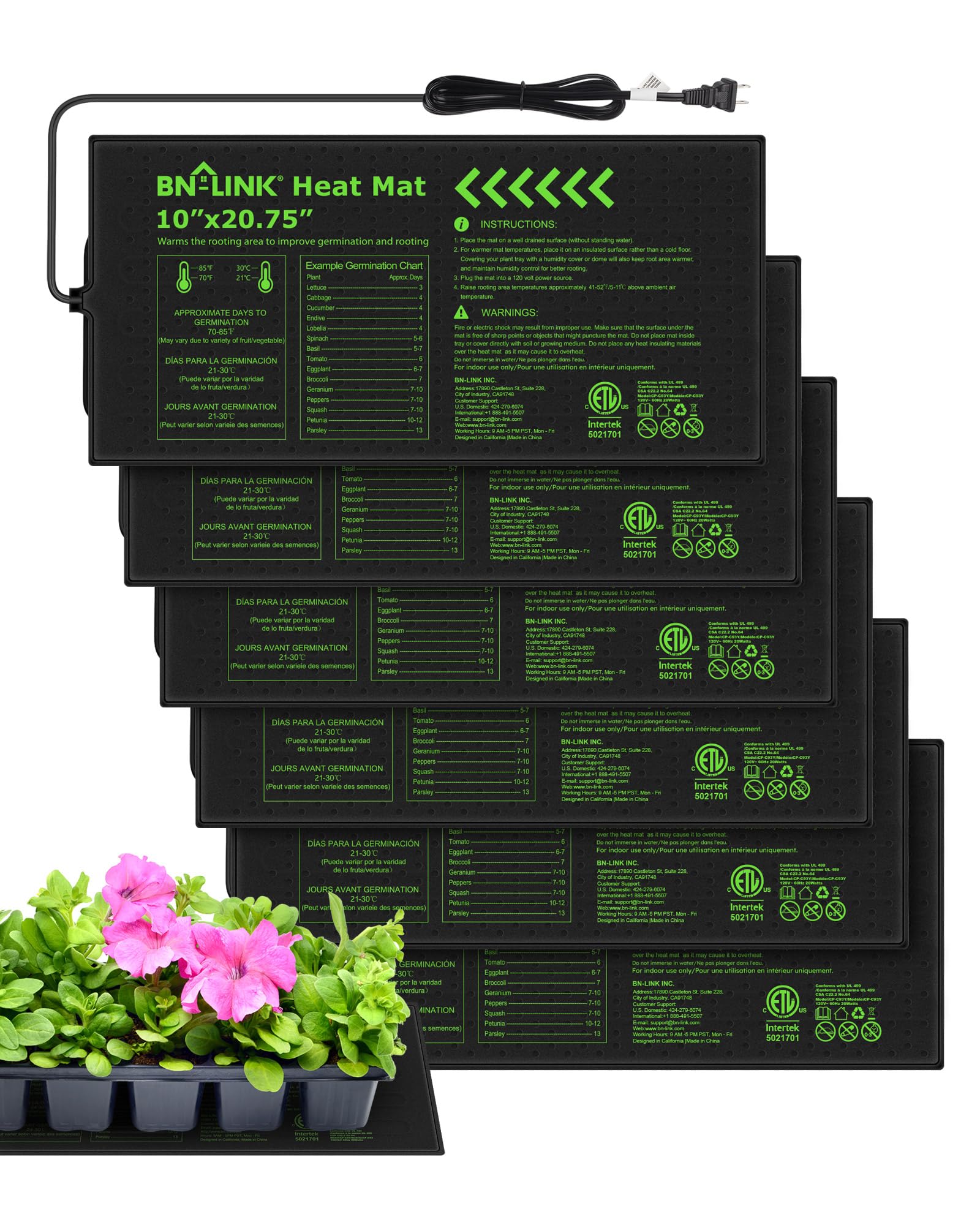 BN-LINK Seedling Heat Mat 10" x 20.75" front view