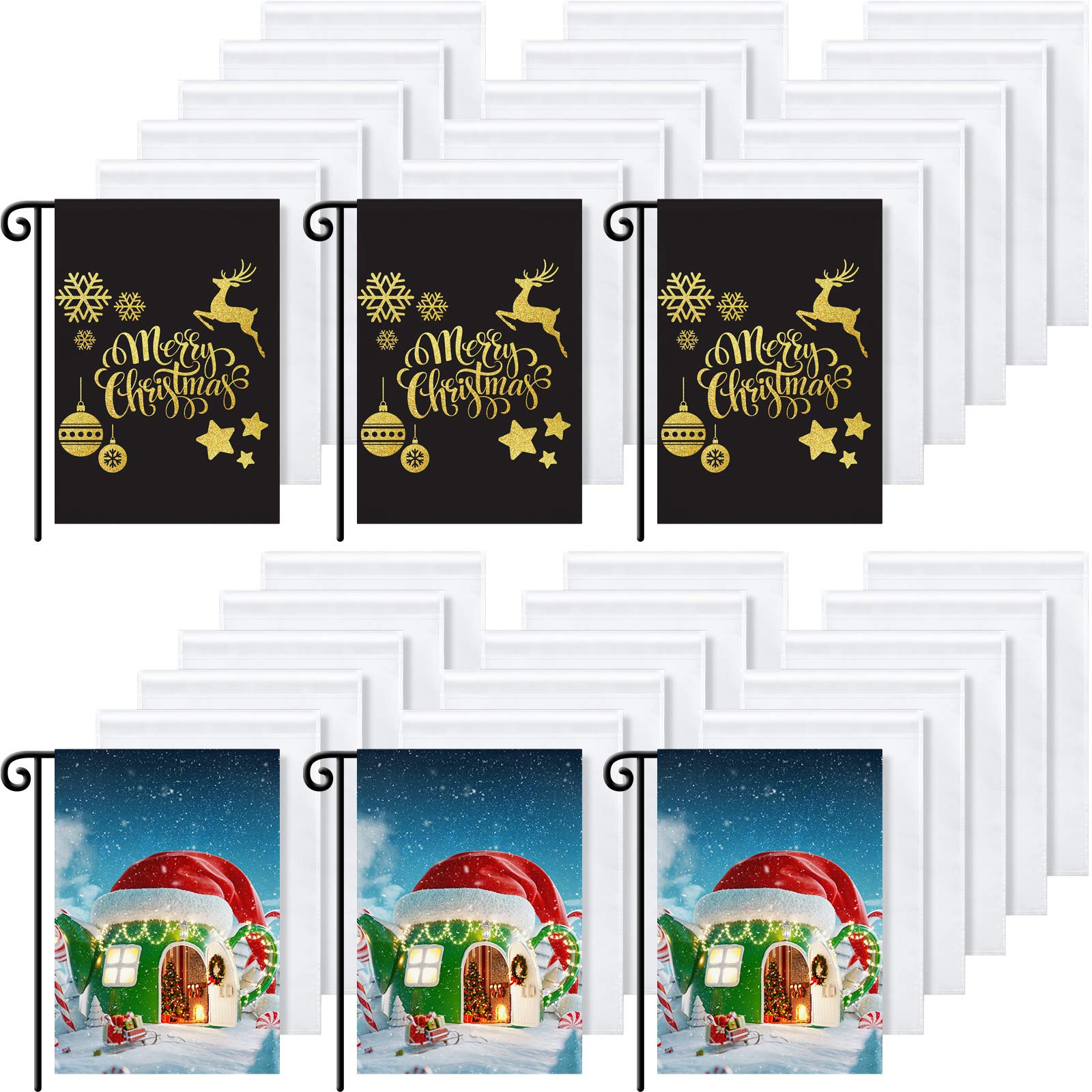 Boao 20-pack blank garden flags, 12x18 inch, white polyester
