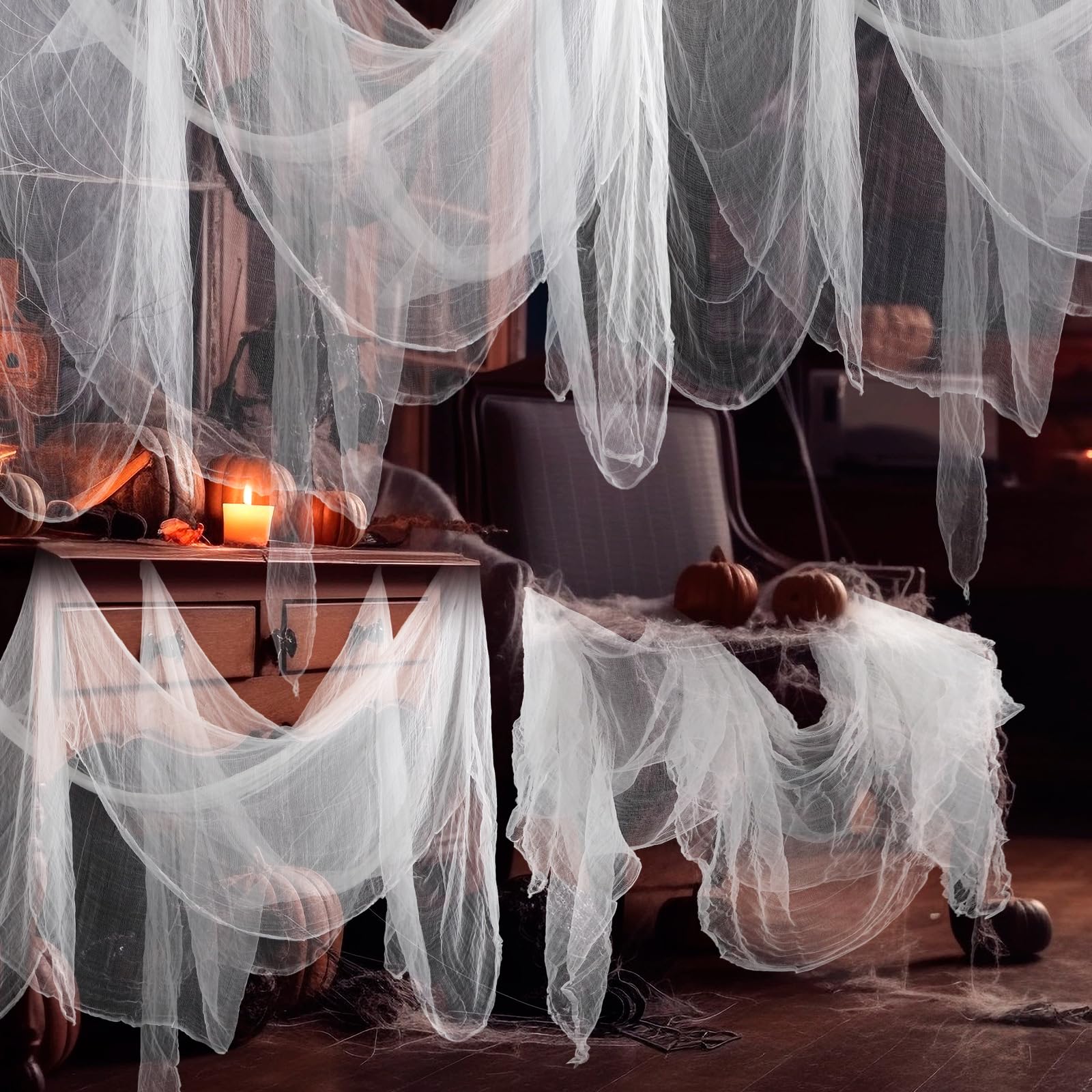 Boao Halloween Cheesecloth hanging from a tree for outdoor display