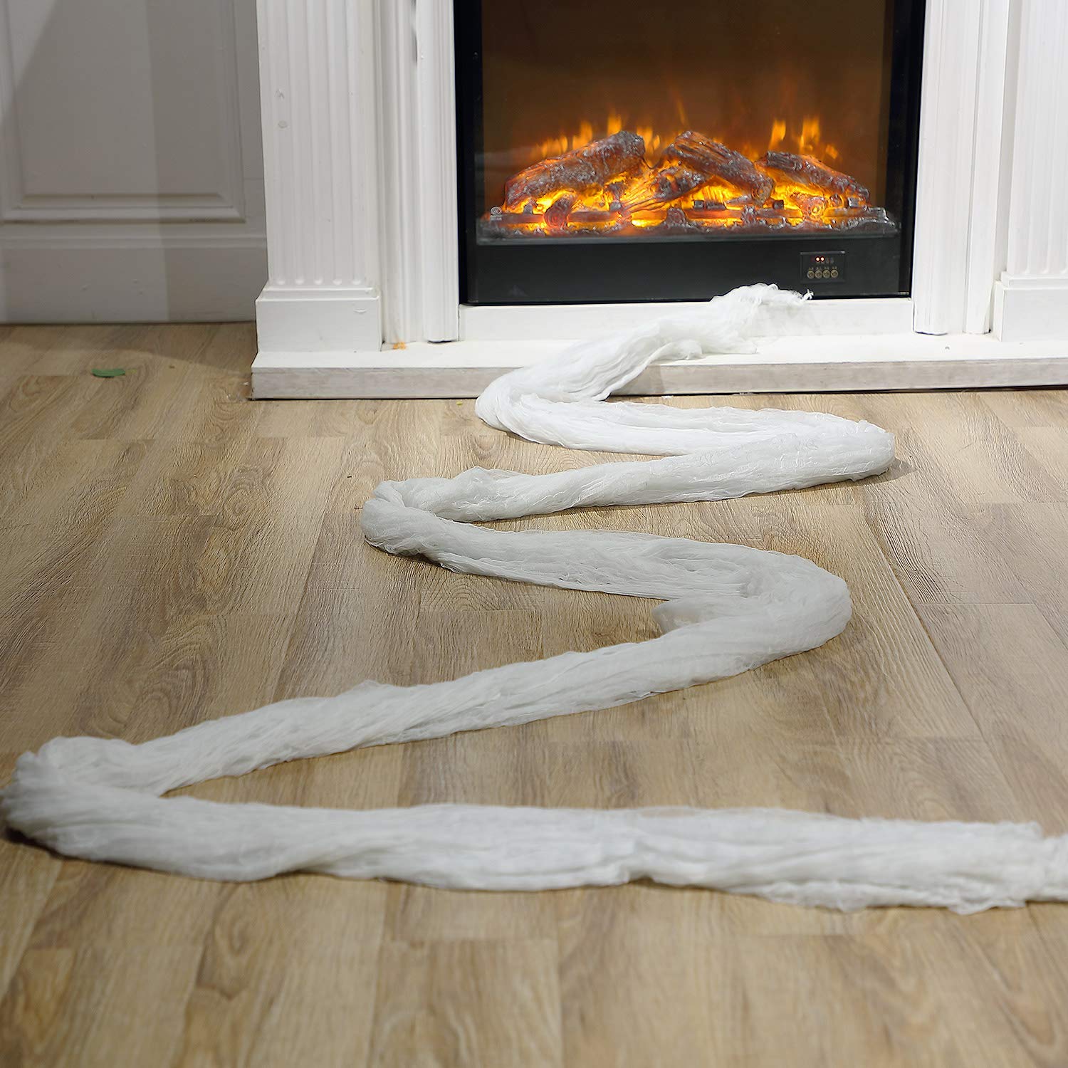 Boao Halloween White Cheesecloth used in a haunted house display