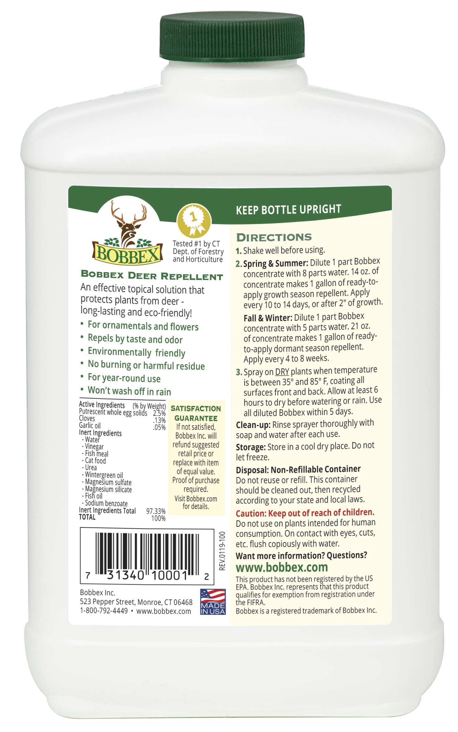Bobbex Deer Repellent 32 oz packaging details