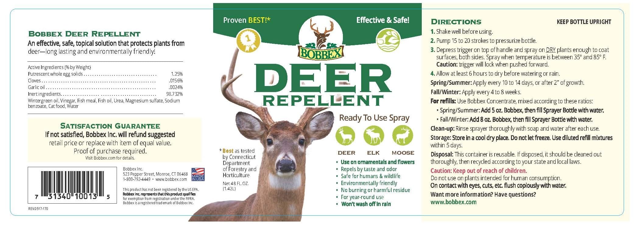 Bobbex Deer Repellent 48 oz spray in garden setting