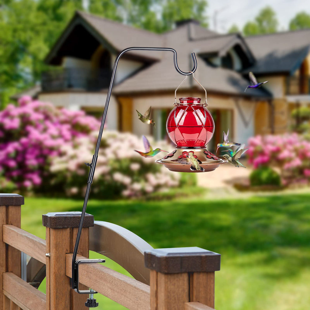 BOLITE bird feeder hanger installed on a patio railing