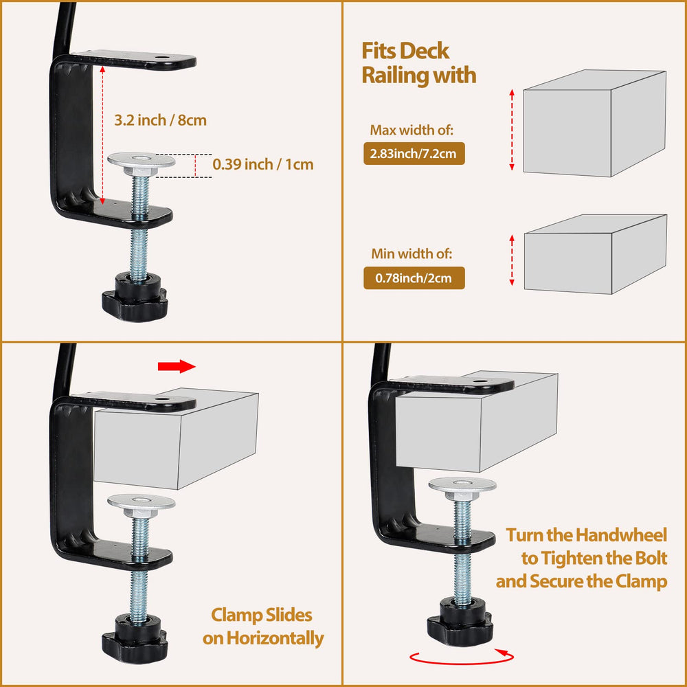 BOLITE bird feeder hanger mounted on a balcony railing